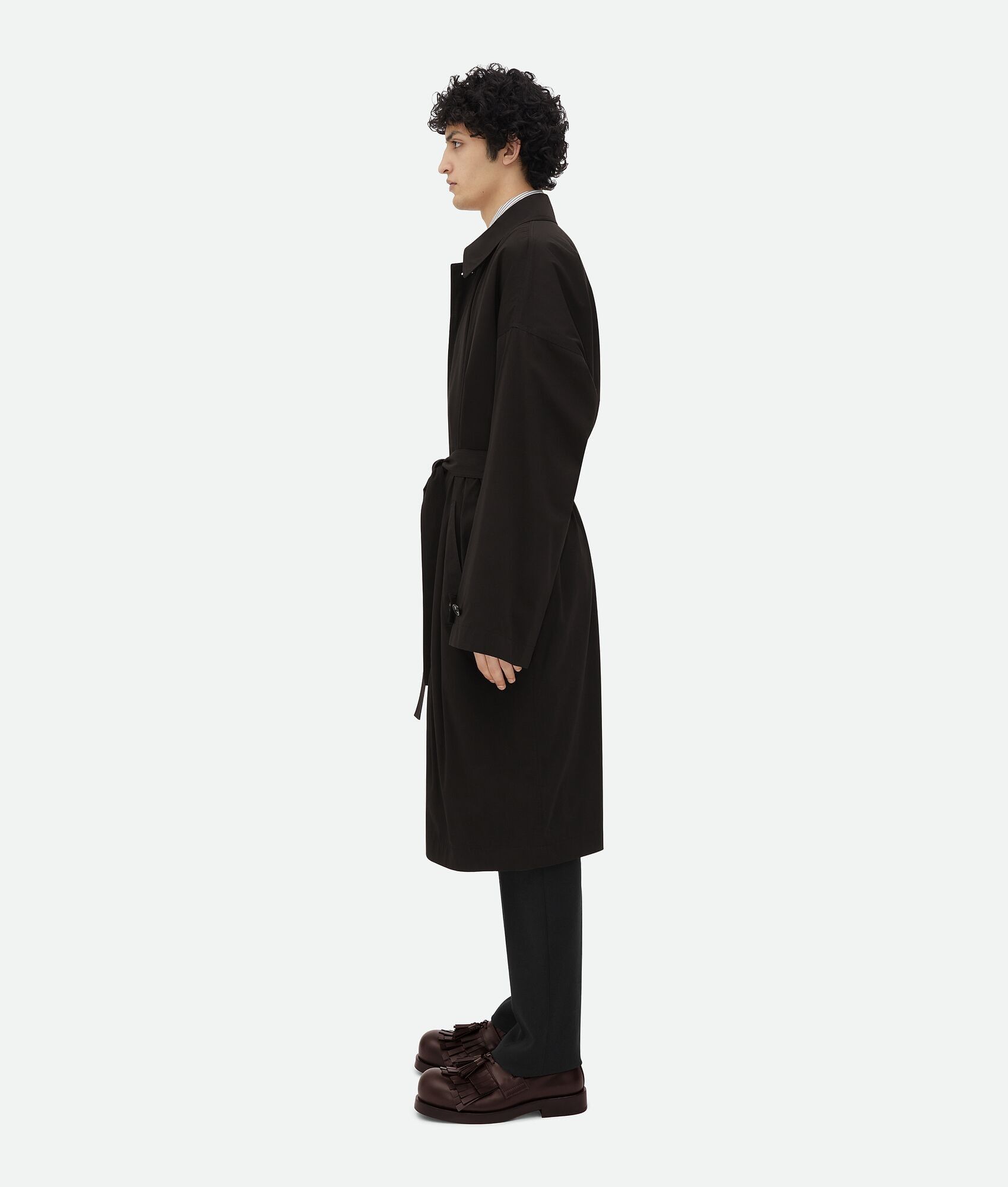 Bottega Veneta o1w1db10825 Cotton Silk Parka With Check Lining Off Black Size US L / EU 52-54 / 3 - 2 Thumbnail