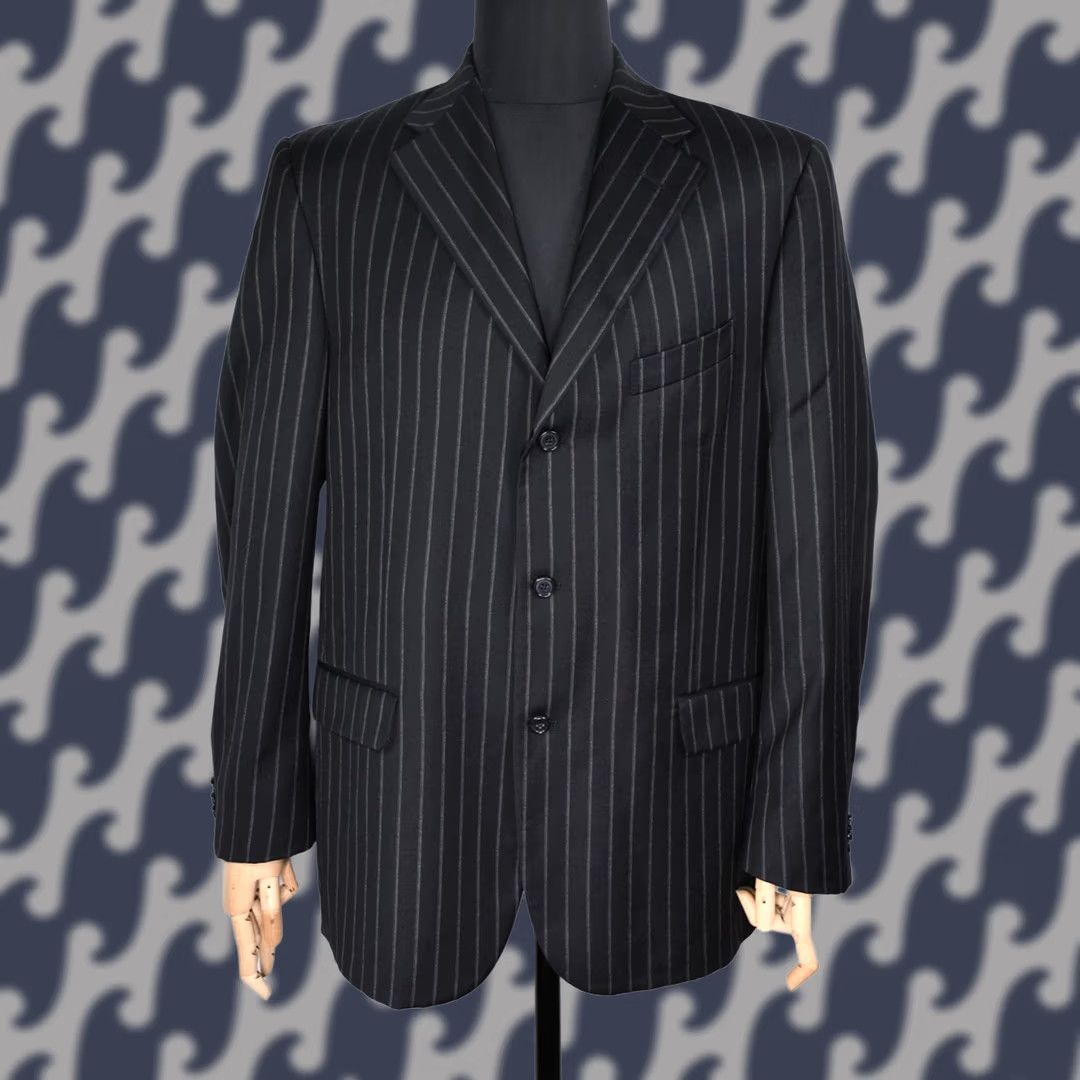 Corneliani Corneliani Blazer Wool Striped Men's 54 Black CC Collection 54 Wool Blazer Men Size 54R - 1 Thumbnail