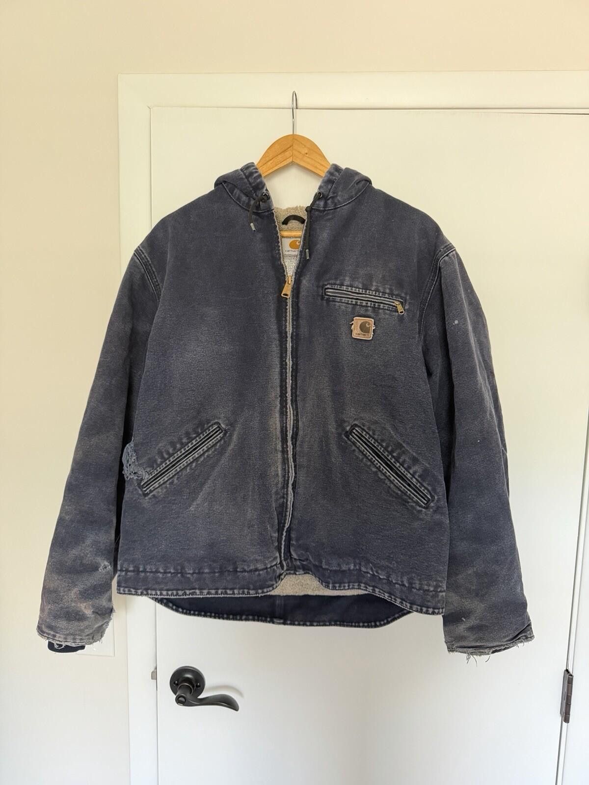 Carhartt Vintage Carhartt Hooded Zip Up Jacket Faded Size Large Size US L / EU 52-54 / 3 - 1 Thumbnail
