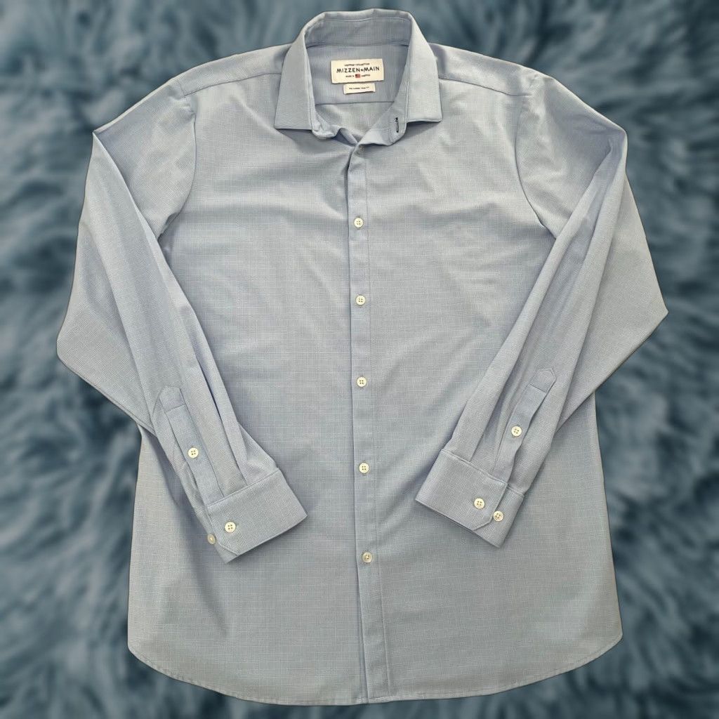 Mizzen+Main Mizzen+Main Shirt Adult Blue Button-Up 2XL 2XL XXL Men's Regular Classic Designer Modern Leeward Performance Stretch Button Up Size US XXL / EU 58 / 5 - 1 Thumbnail