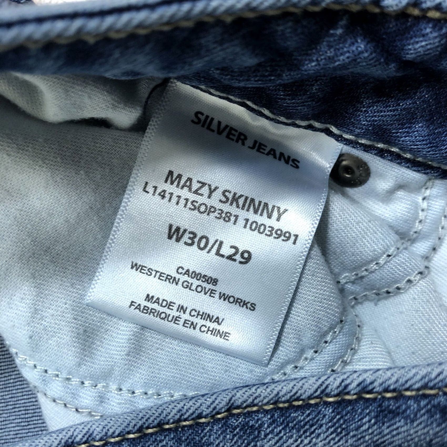 Silver Jeans Co. Silver Jeans Mazy Jeans Womens 30x29 Blue Denim Skinny Stretch Regular Waist 30 Inseam 29 Distressed Casual Logo Cowboy Size 30" / US 8 / IT 44 - 6 Thumbnail