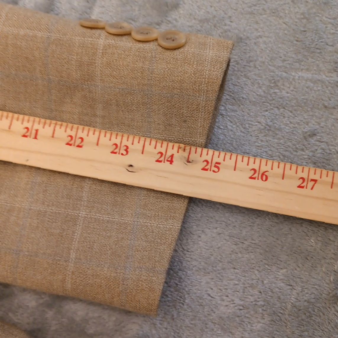Chaps Chaps Blazer Mens 44 Beige Plaid Wool Two-Button Single Vent Notch Lapel Jacket Coat Size 44R - 3 Thumbnail