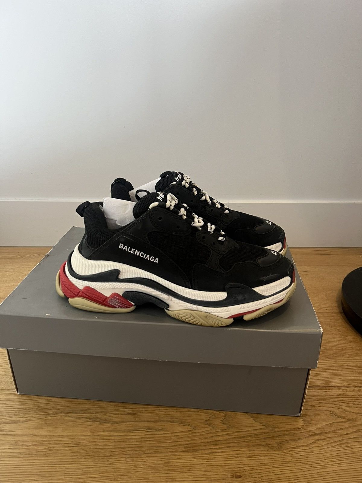 Balenciaga Balenciaga Triple S Black White Red – 2018 Reissue (EU 42) Size US 10 / EU 43 - 1 Thumbnail