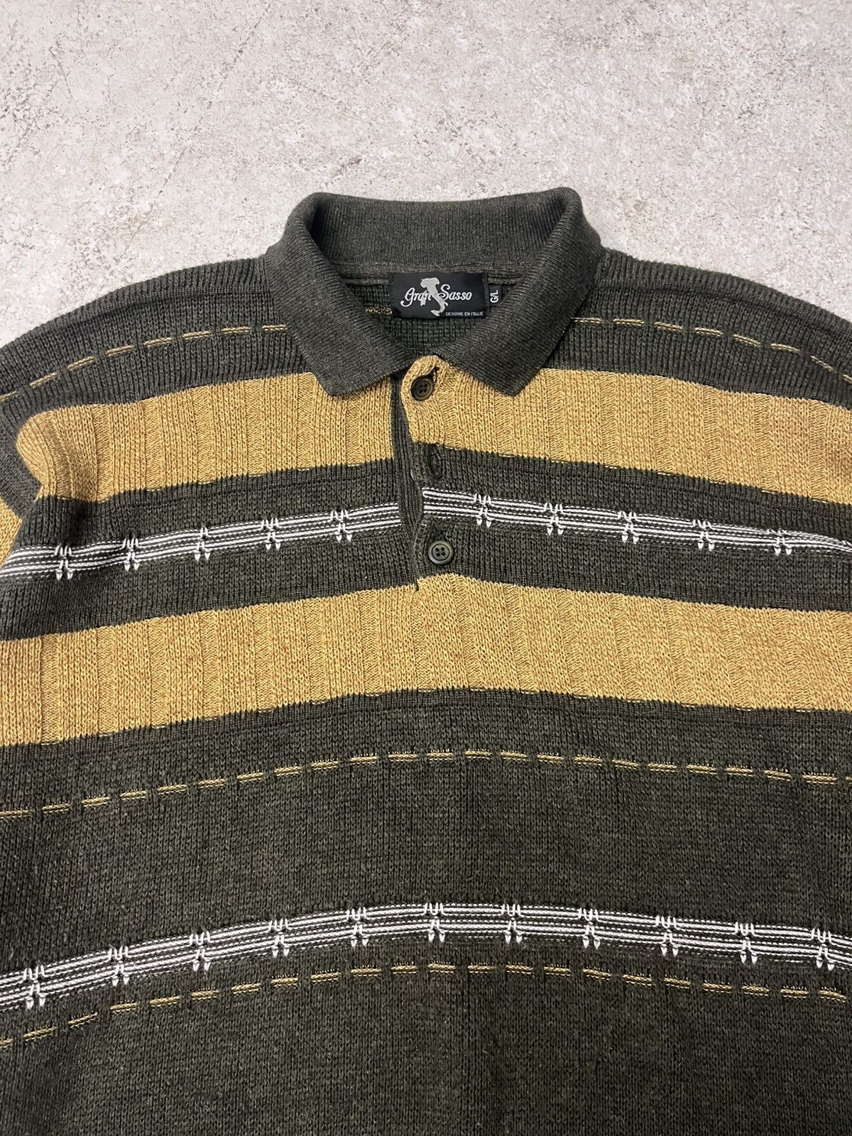 Vintage Vintage yellow and green knit button up sweater Size US XL / EU 56 / 4 - 1 Thumbnail