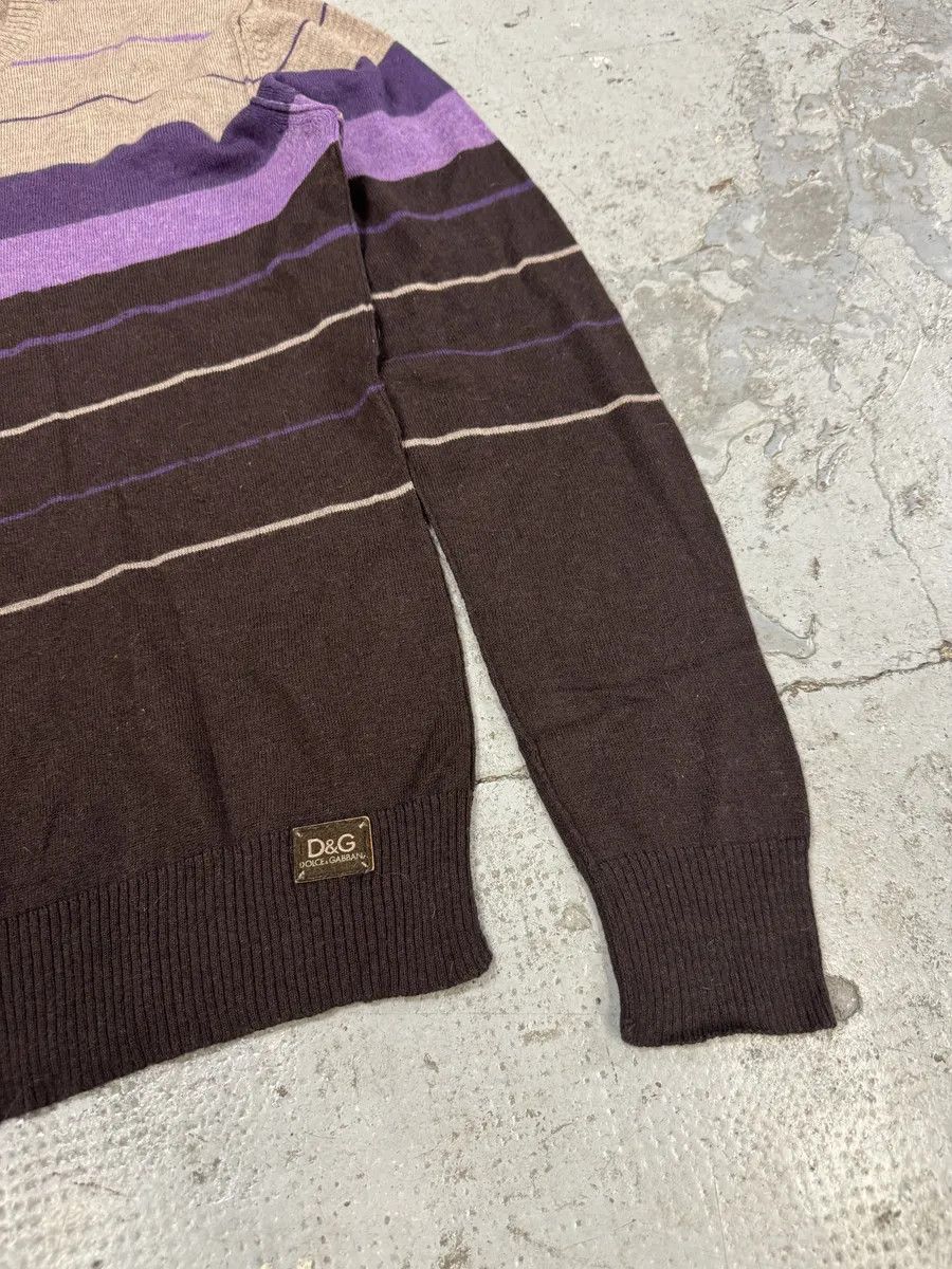 Designer × Dolce & Gabbana × Vintage 2000s Dolce & Gabbana Gradient Striped Purple & Brown Sweater Size US M / EU 48-50 / 2 - 5 Thumbnail