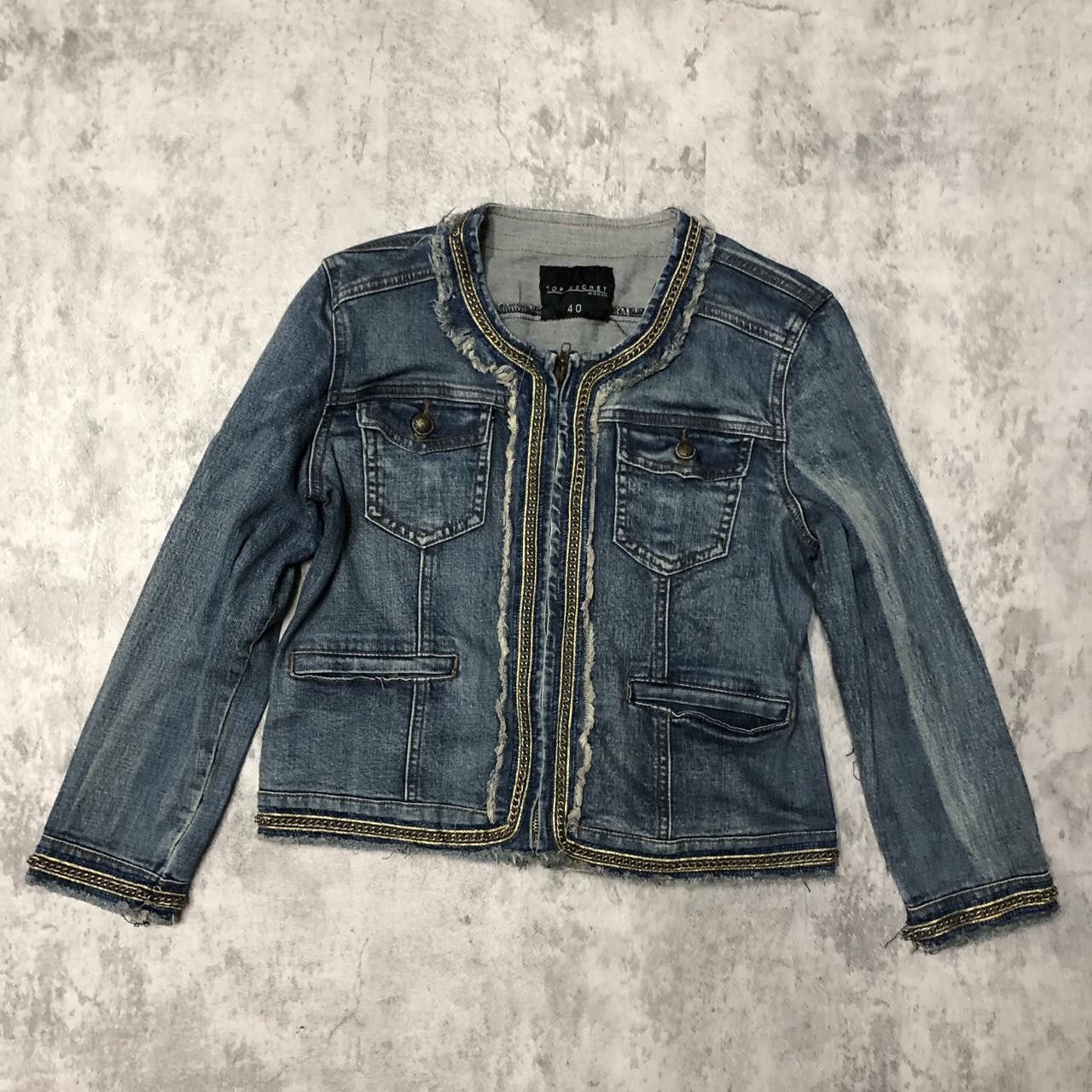 Other Blue denim jacket with gold trim, zipper and button closure Size L / US 10 / IT 46 - 1 Thumbnail