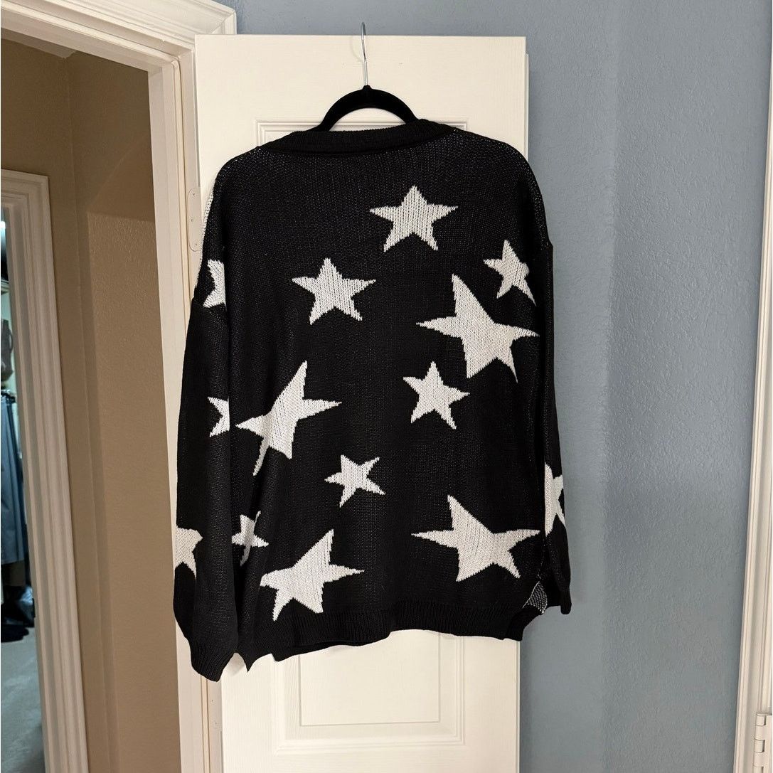 Other Boutique Star Pattern V-Neck Lantern Sleeve Sweater Size M / US 6-8 / IT 42-44 - 3 Thumbnail