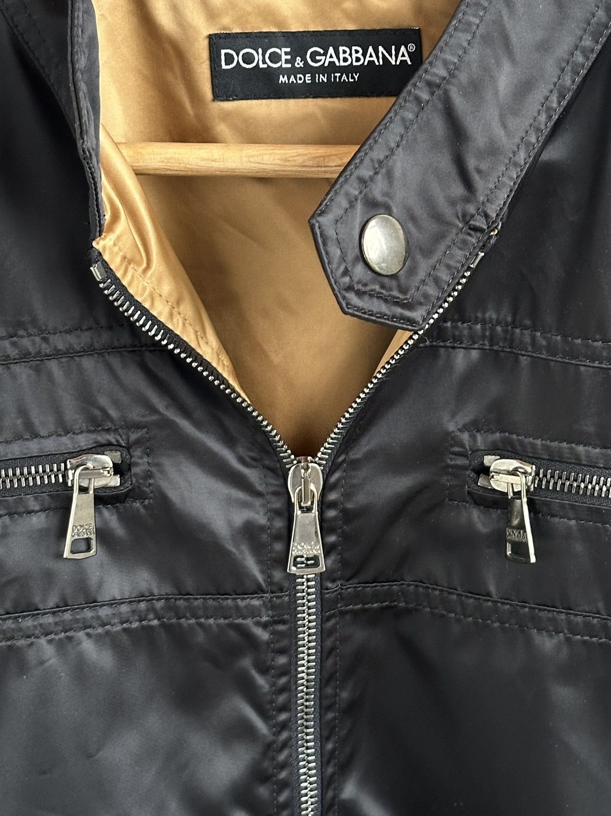 Dolce & Gabbana Dolce & Gabbana SS/04 Nylon Black/Gold Bomber Jacket M Size Size US M / EU 48-50 / 2 - 14 Thumbnail