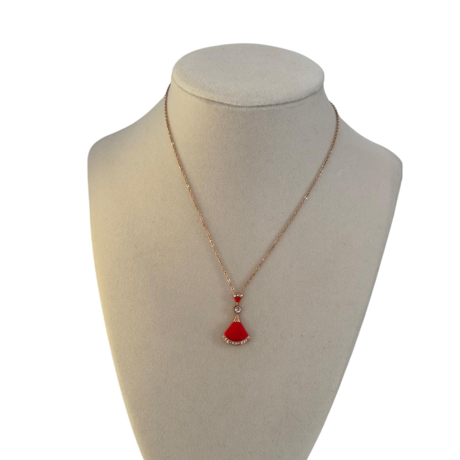 Other Red Pendant Necklace Gold Tone Stainless Steel Crystal Size ONE SIZE - 3 Thumbnail