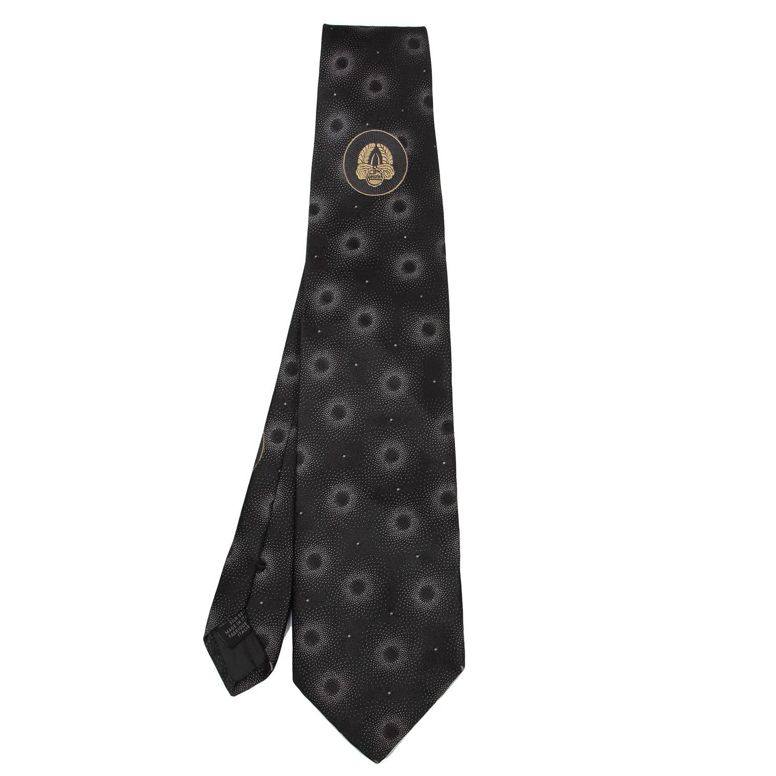 Jean Paul Gaultier Charcoal Polka Dot Embroidered Tie with Emblem Size ONE SIZE - 1 Thumbnail