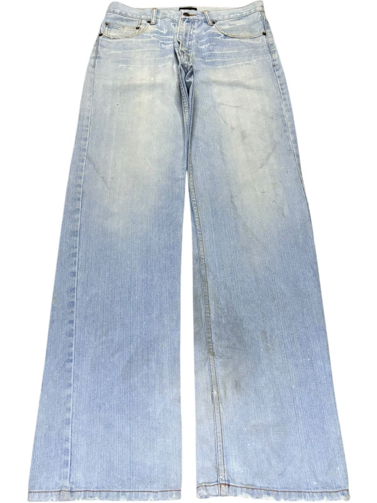 Japanese Brand SALES🔥Vintage Japanese Light Wash Distressed Loose Jeans Size US 31 - 1 Thumbnail