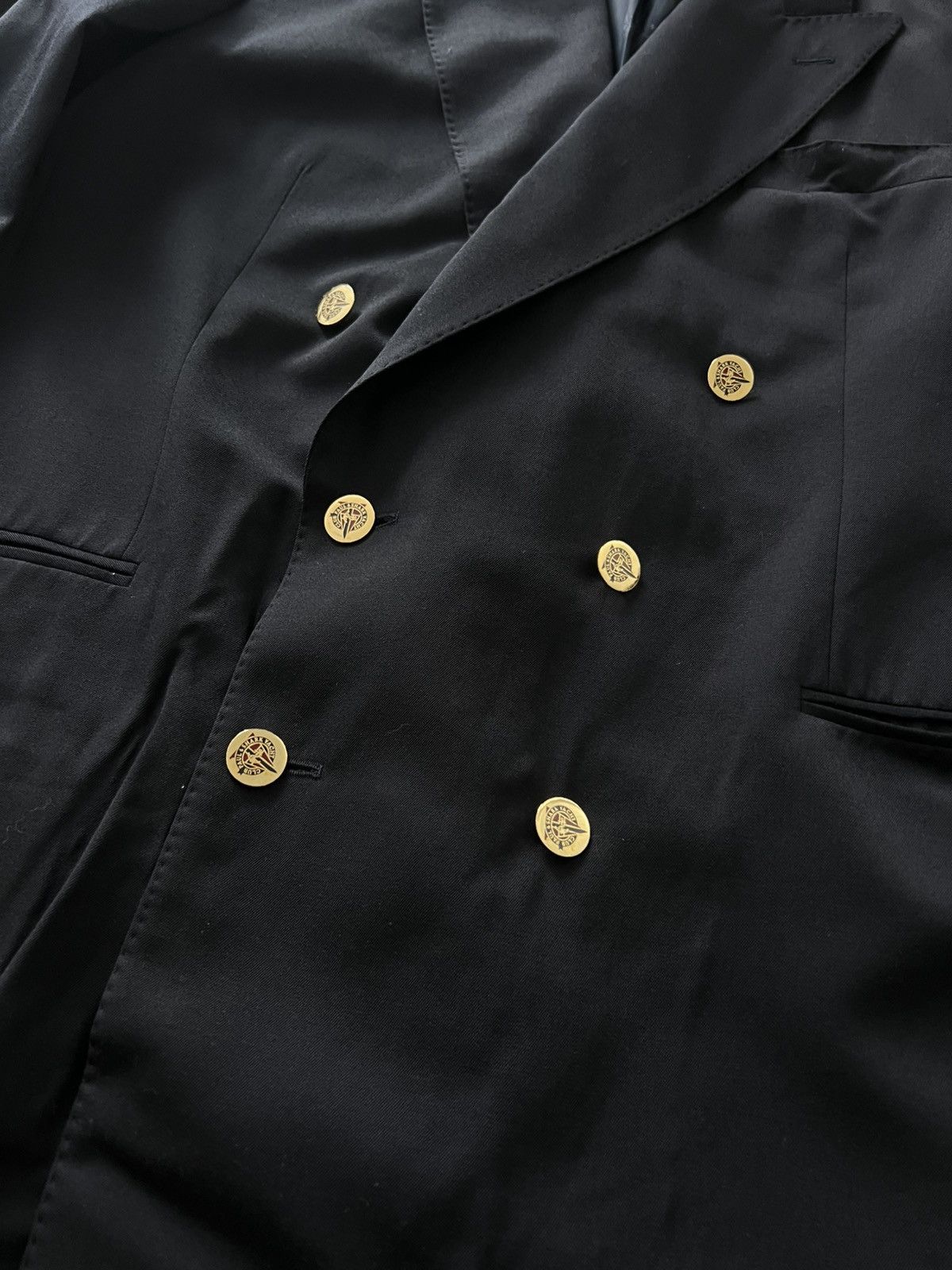 Paul & Shark Paul Shark Double Breasted Blazer Black Gold Buttons Classic Size 54R - 6 Thumbnail