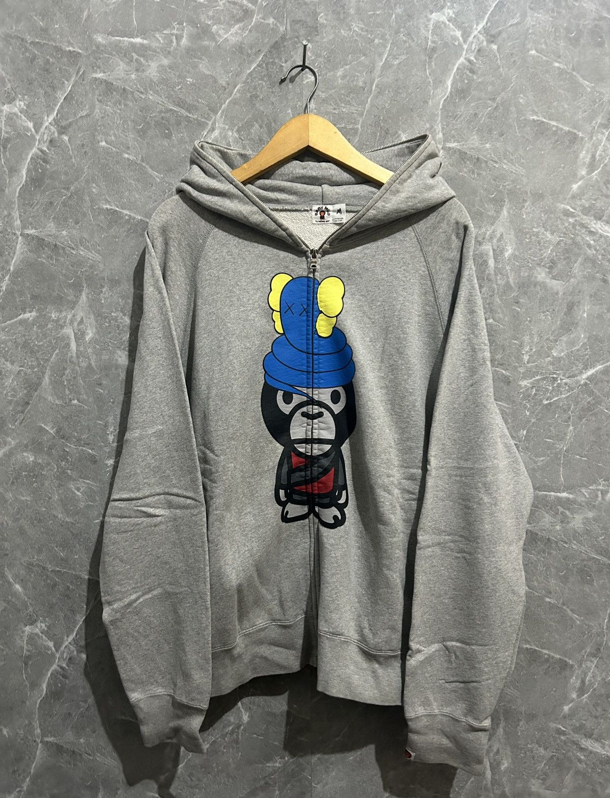 Bape × Kaws 2004 Bape x kaws bendy hoodie grey full zip | Grailed