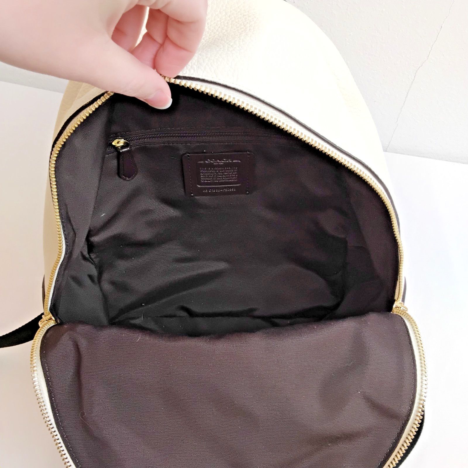 Coach Coach Charlie Mini Backpack Cream Pebbled Leather Black Trim Size ONE SIZE - 12 Thumbnail
