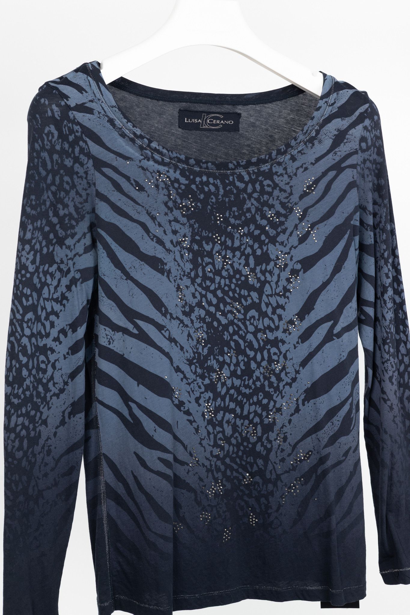 Luisa Cerano Luisa Cerano Zebra-Print Rhinestone Cotton-Jersey T-Shirt Size L / US 10 / IT 46 - 3 Thumbnail