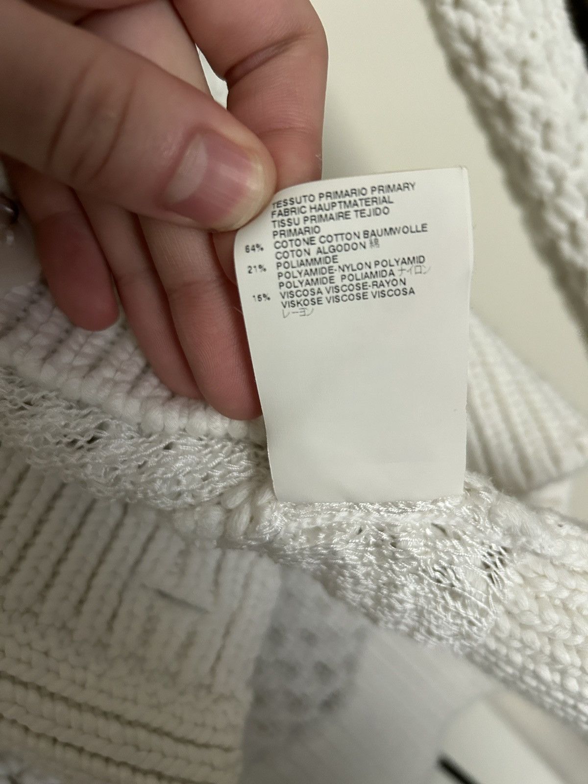 Maison Margiela Maison Margiela MM6 White Cotton Knit Mesh Cardigan Sweater Size M / US 6-8 / IT 42-44 - 7 Thumbnail