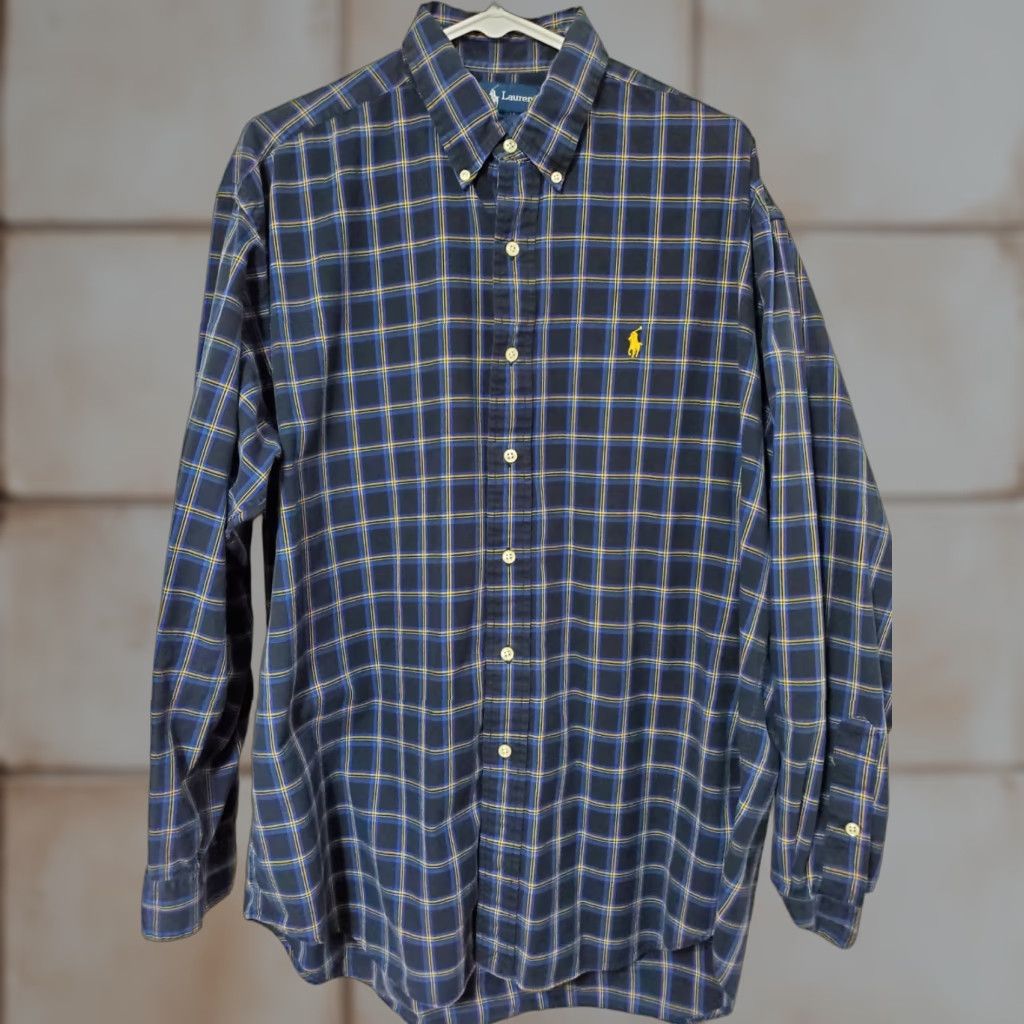 Ralph Lauren Ralph Lauren Blake Button-Up Shirt Navy Plaid 100% Cotton Large Mens Long Sleeve Classic Preppy Logo Size US L / EU 52-54 / 3 - 1 Thumbnail