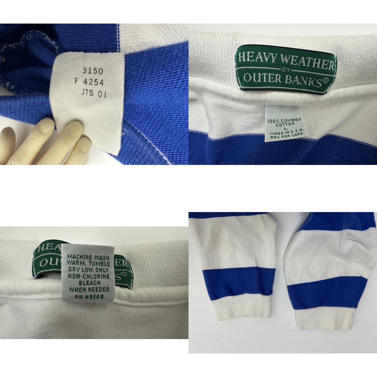 Vintage VINTAGE Outer Banks Rugby Shirt Men L Blue White Striped Heavy Cotton Logo Polo 90s Size US L / EU 52-54 / 3 - 9 Thumbnail