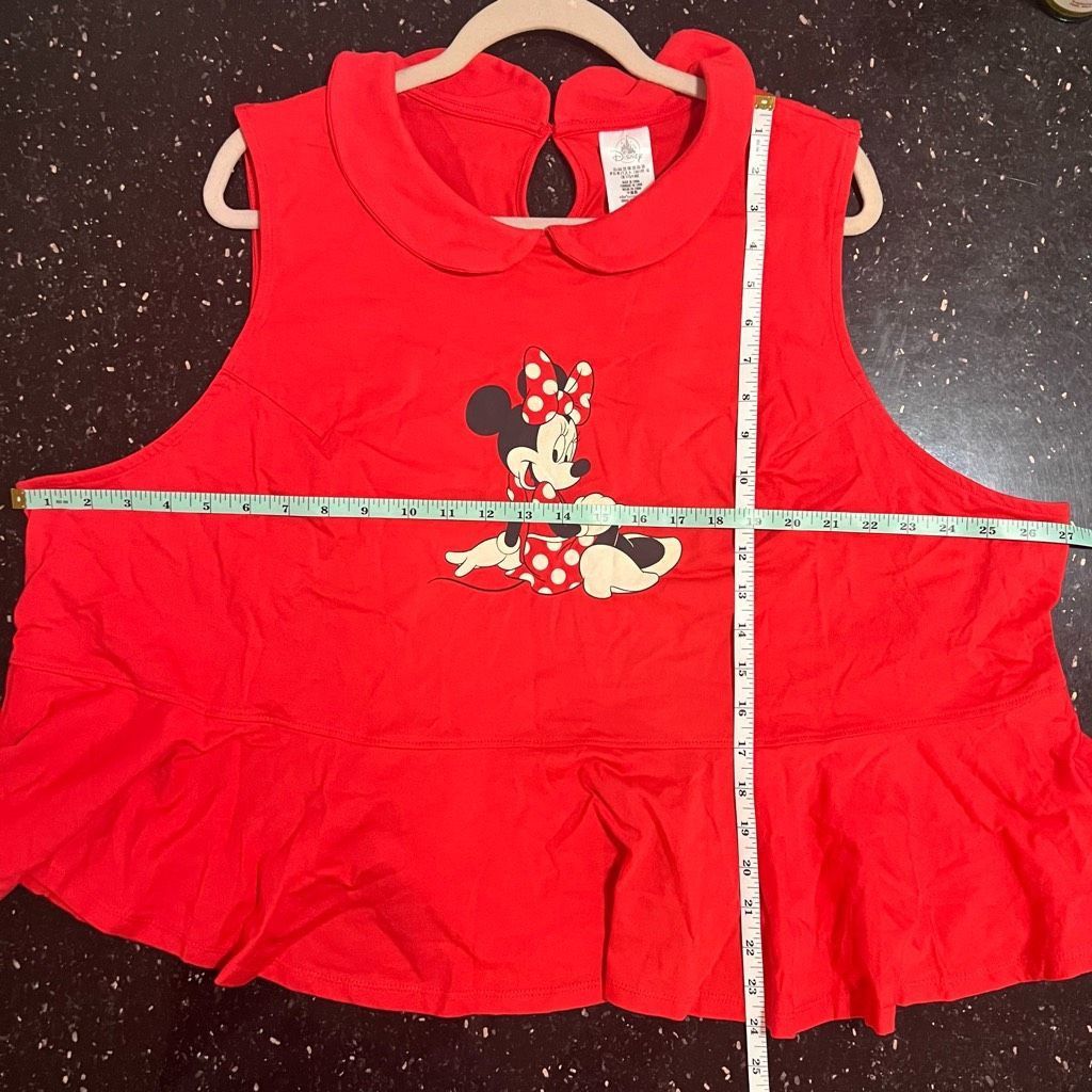 Disney Disney Parks Minnie Mouse Collard Sleeveless Shirt in Red (3X) Size 3XL / US 20-22 - 15 Thumbnail