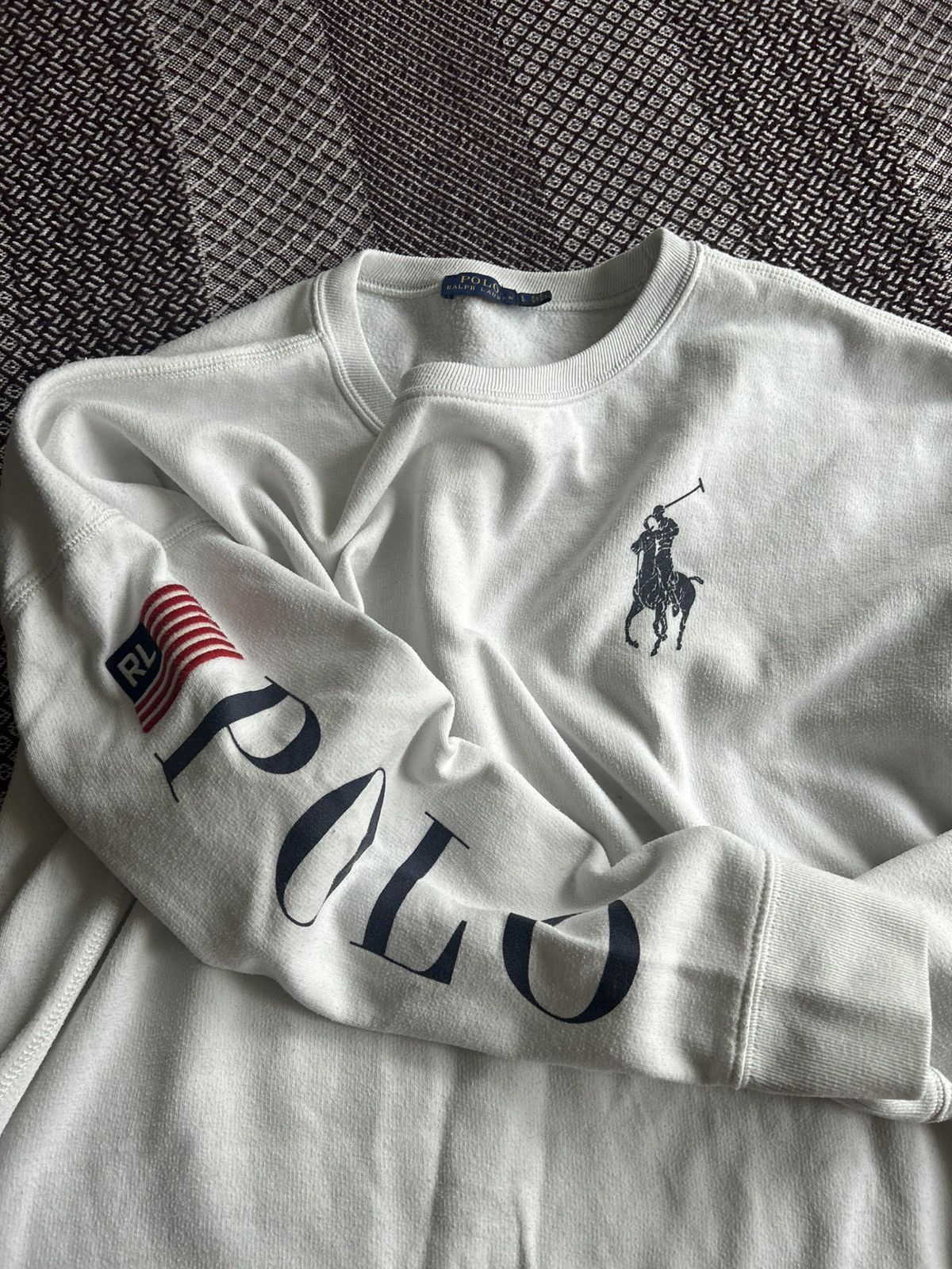 Polo Ralph Lauren Polo Ralph Lauren Vintage USA Flag Sweatshirt Unisex SZ L Size US L / EU 52-54 / 3 - 11 Thumbnail