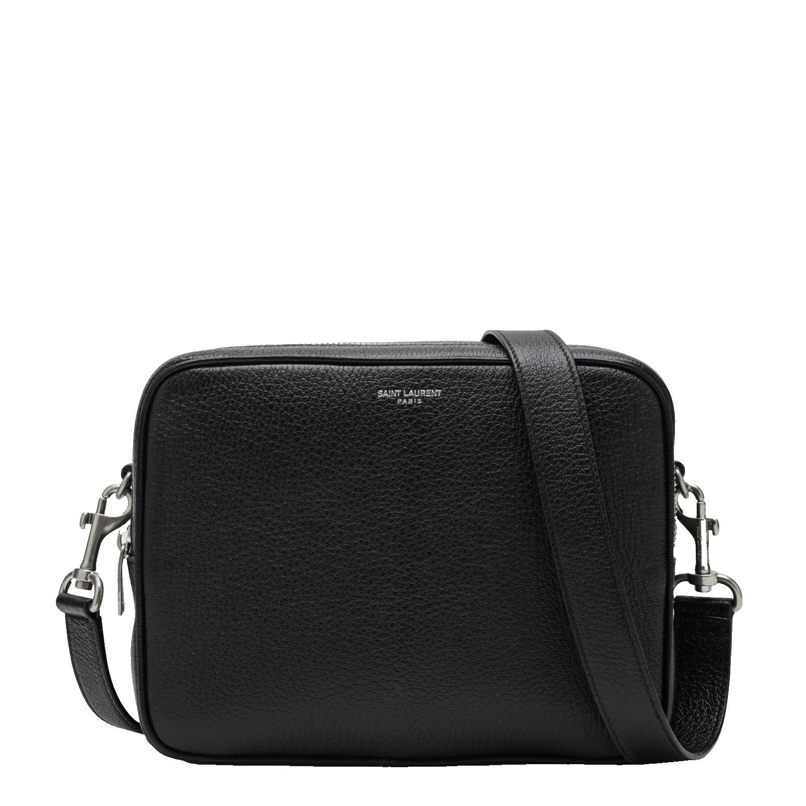 Saint Laurent Paris SAINT LAURENT $2500 Black Grained Leather Small Camera Bag N Size ONE SIZE - 1 Thumbnail