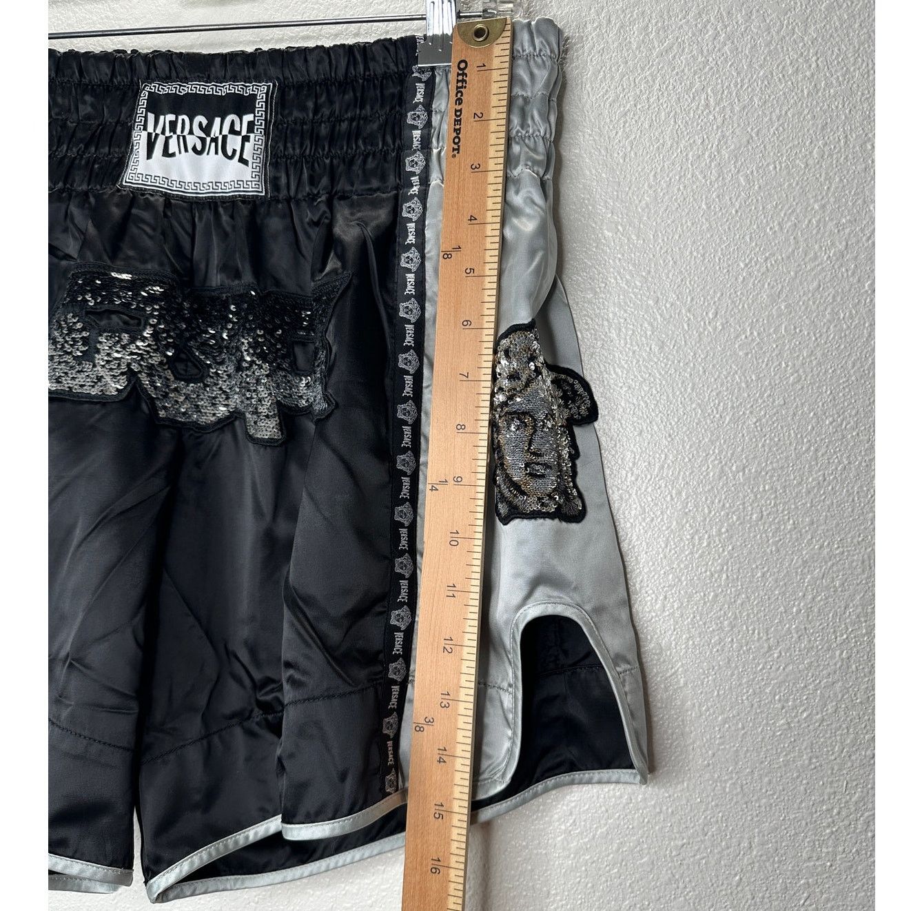 Versace Versace Muay Thai Boxing Shorts Black & Silver Sequin 48 / M Size US 32 / EU 48 - 16 Thumbnail