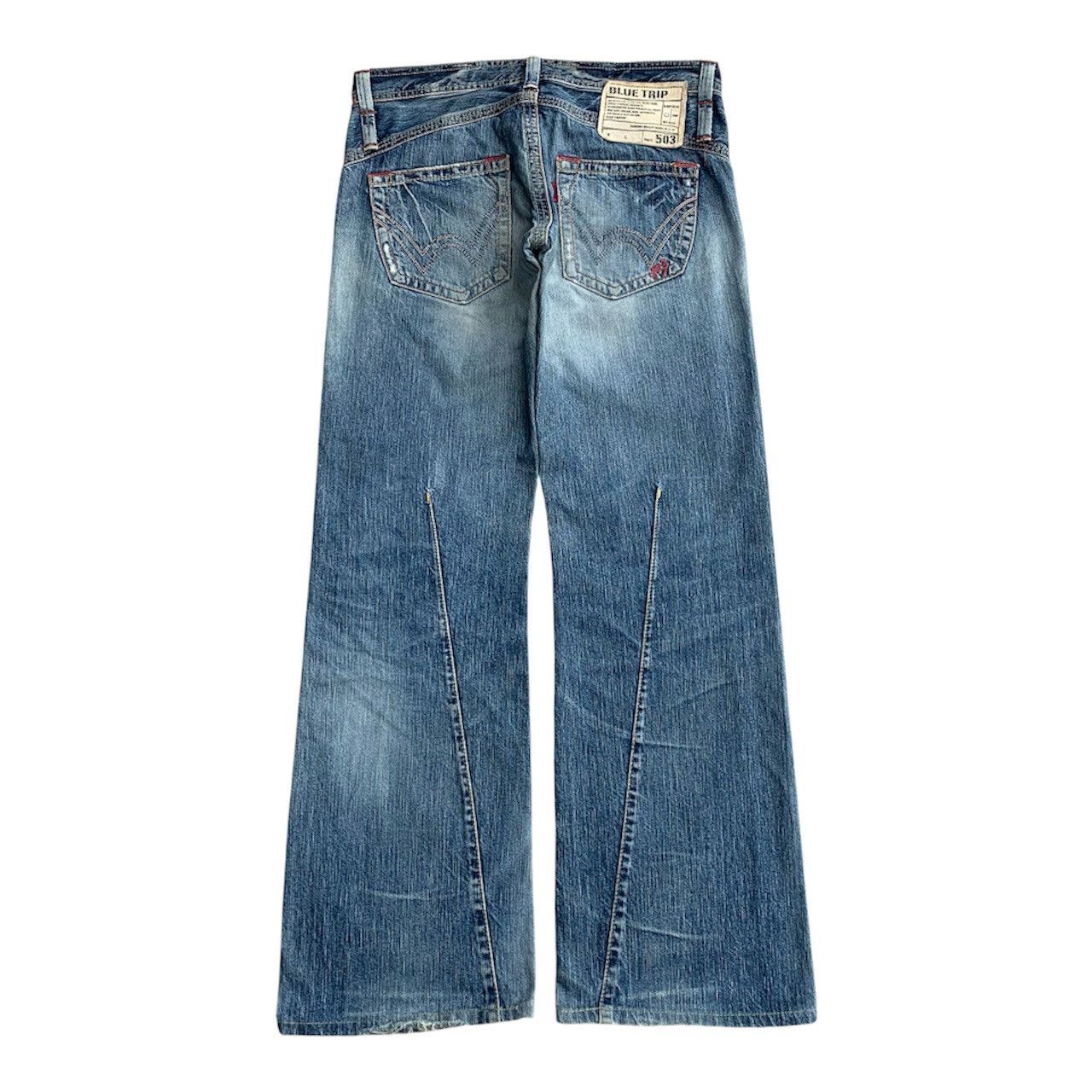 Japanese Brand Flare Vintage Edwin Blue Trip Distressed Denim W32 Size US 32 / EU 48 - 2 Thumbnail