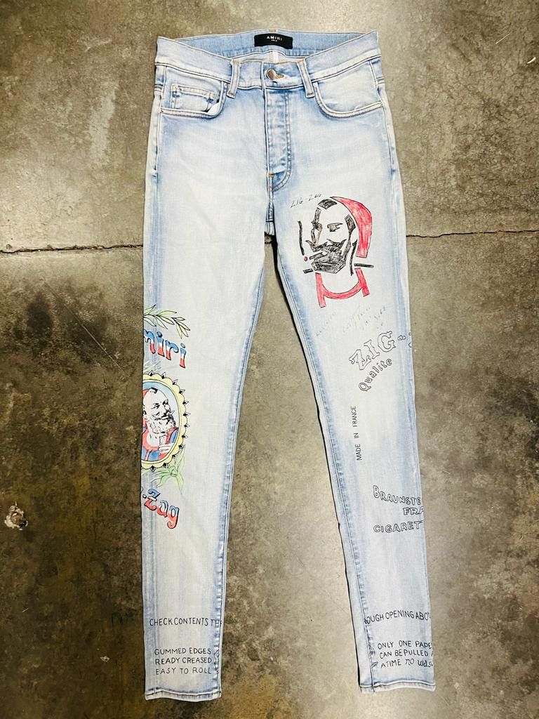 image of Zig Zag Amiri Jeans - Blue, Men's (Size 30)