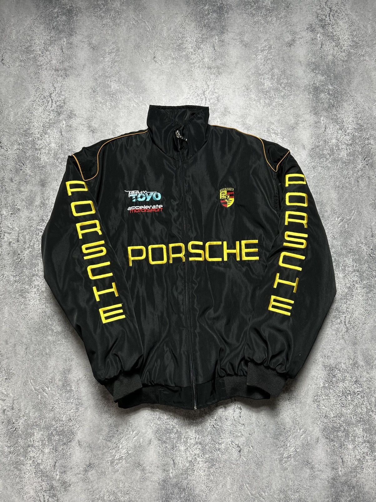 image of Porsche Design x Racing Vintage Porsche Jacket Racing Big Logo Black, Men's (Size Large)