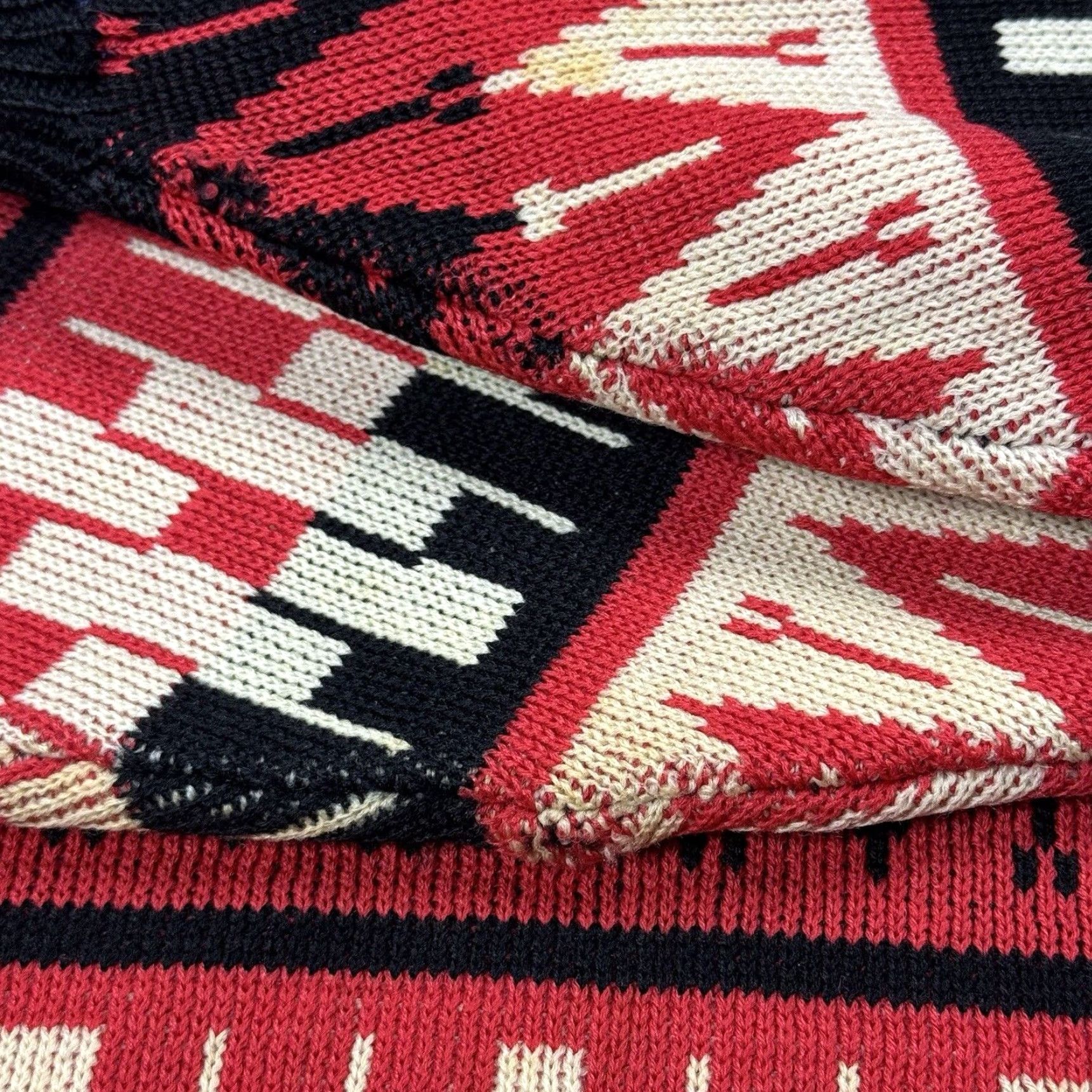 Neiman Marcus VINTAGE 80s Neiman Marcus Wool Sweater XL Red Geometric Abstract Pattern Western Classic Pullover Mens Size US XL / EU 56 / 4 - 7 Thumbnail