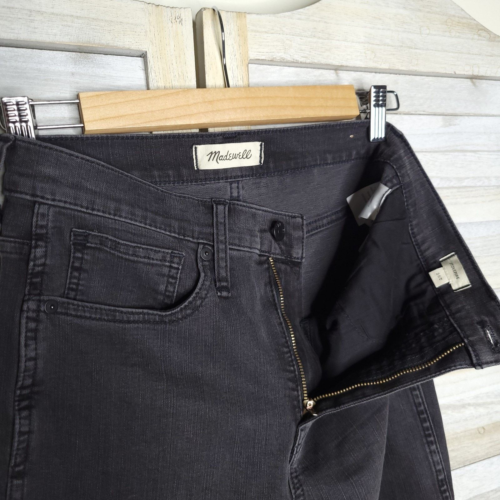 Madewell Madewell Black Stovepipe High Rise Slim Straight jeans 26T Size 28" / US 6 / IT 42 - 5 Thumbnail