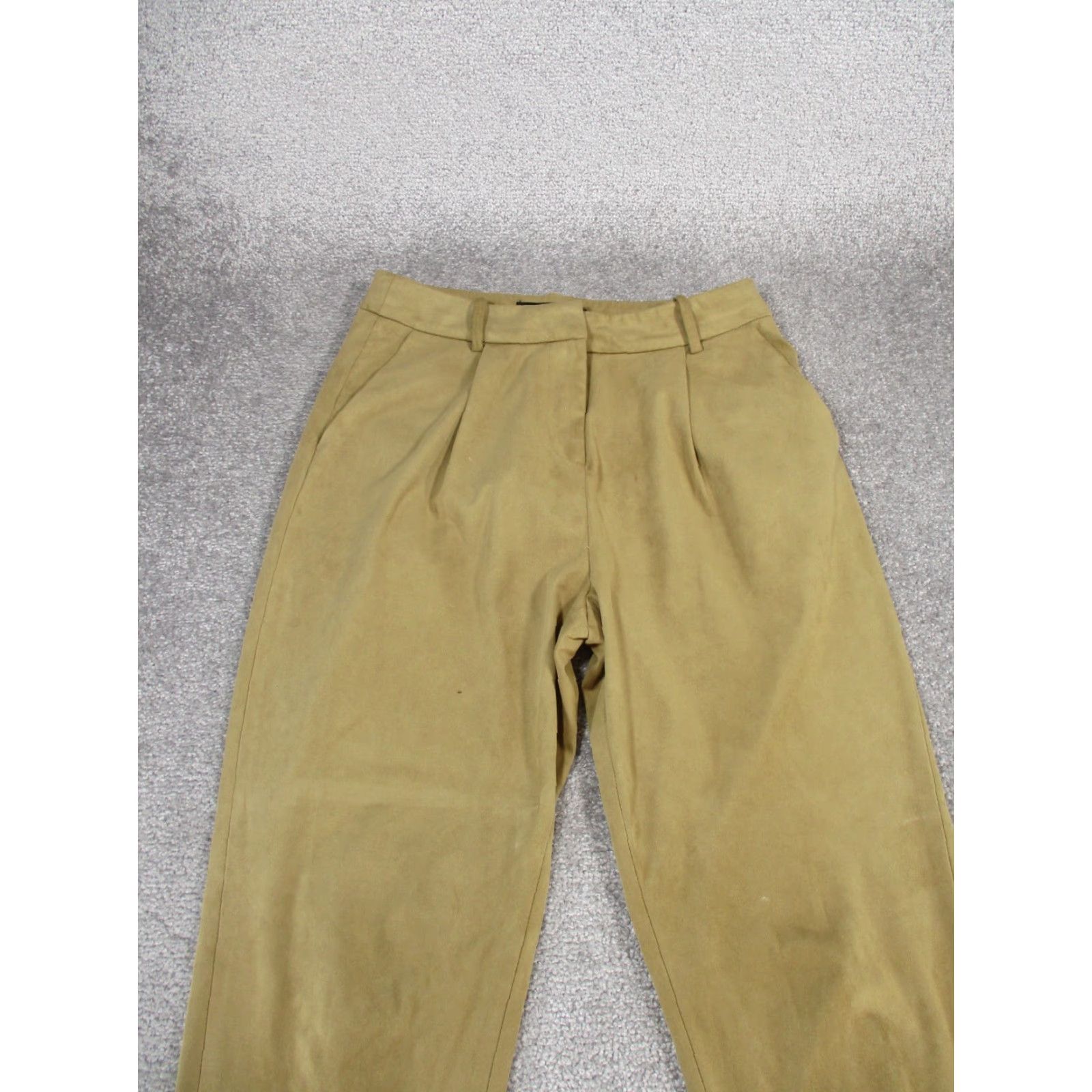 Zara Zara Pants Womens Small Khaki Tan Faux Suede Pleated Front Tapered Leg Size 28" / US 6 / IT 42 - 7 Thumbnail