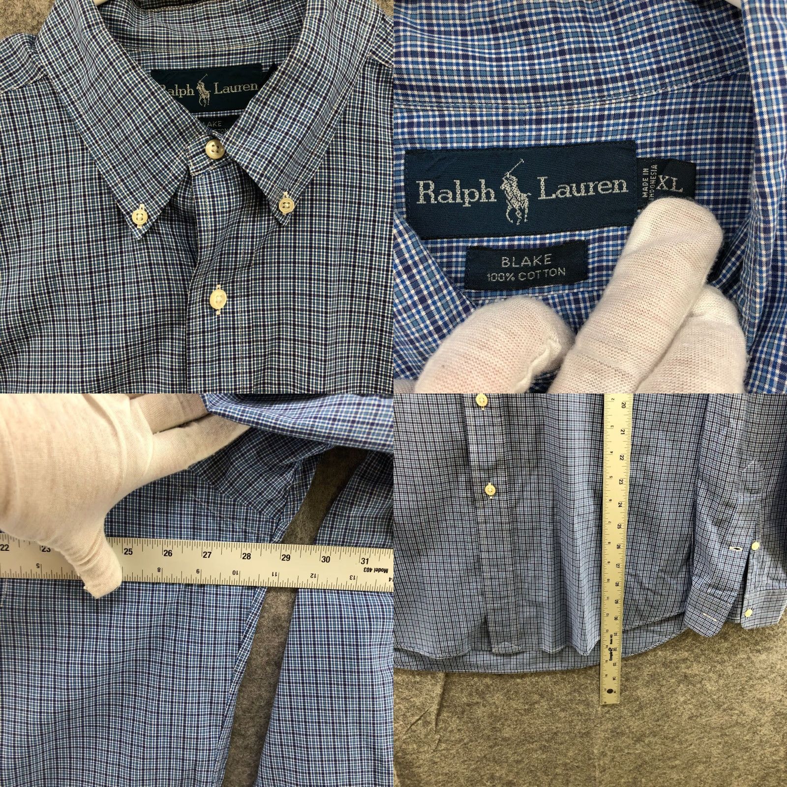 Ralph Lauren VTG Ralph Lauren Long Sleeve Shirt Mens XL Blake Cotton Popin Blue Plaid Button Size US XL / EU 56 / 4 - 8 Thumbnail