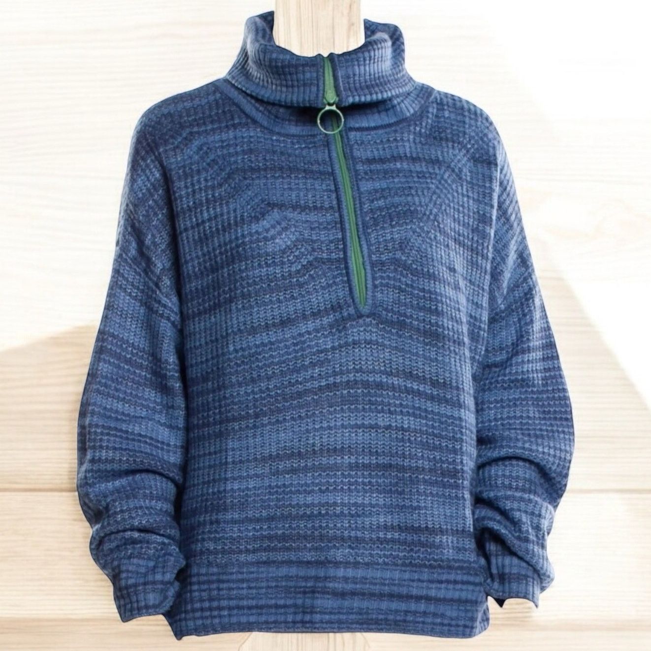 Other Aerie Womens Sweater Sz S Blue Funnel Neck Quarter Zip Green Size S / US 4 / IT 40 - 2 Thumbnail
