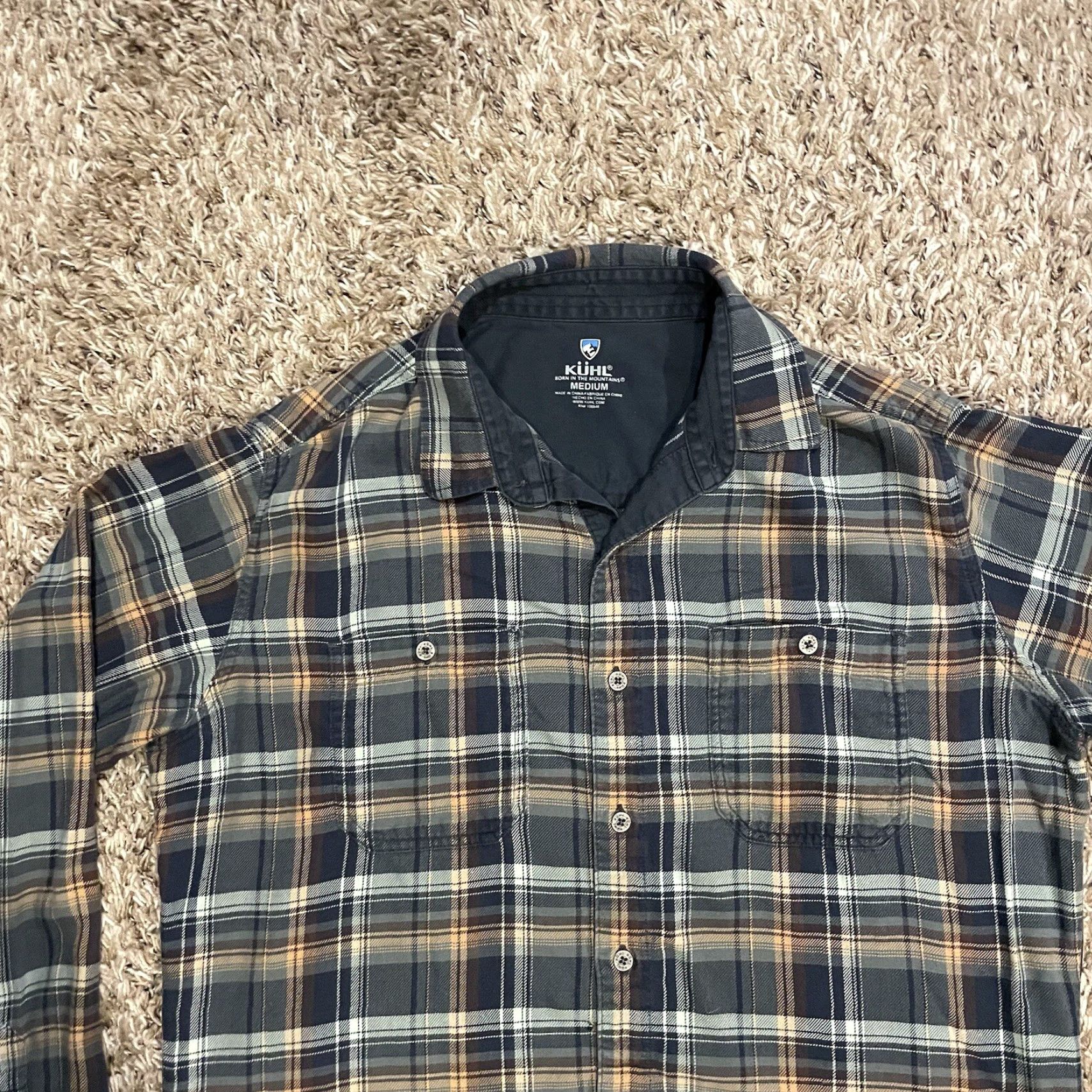 Vintage Kuhl Fugitive Flannel Shirt Mens M Blue Orange Plaid Long Sleeve Button Up Shirt Size US M / EU 48-50 / 2 - 3 Thumbnail