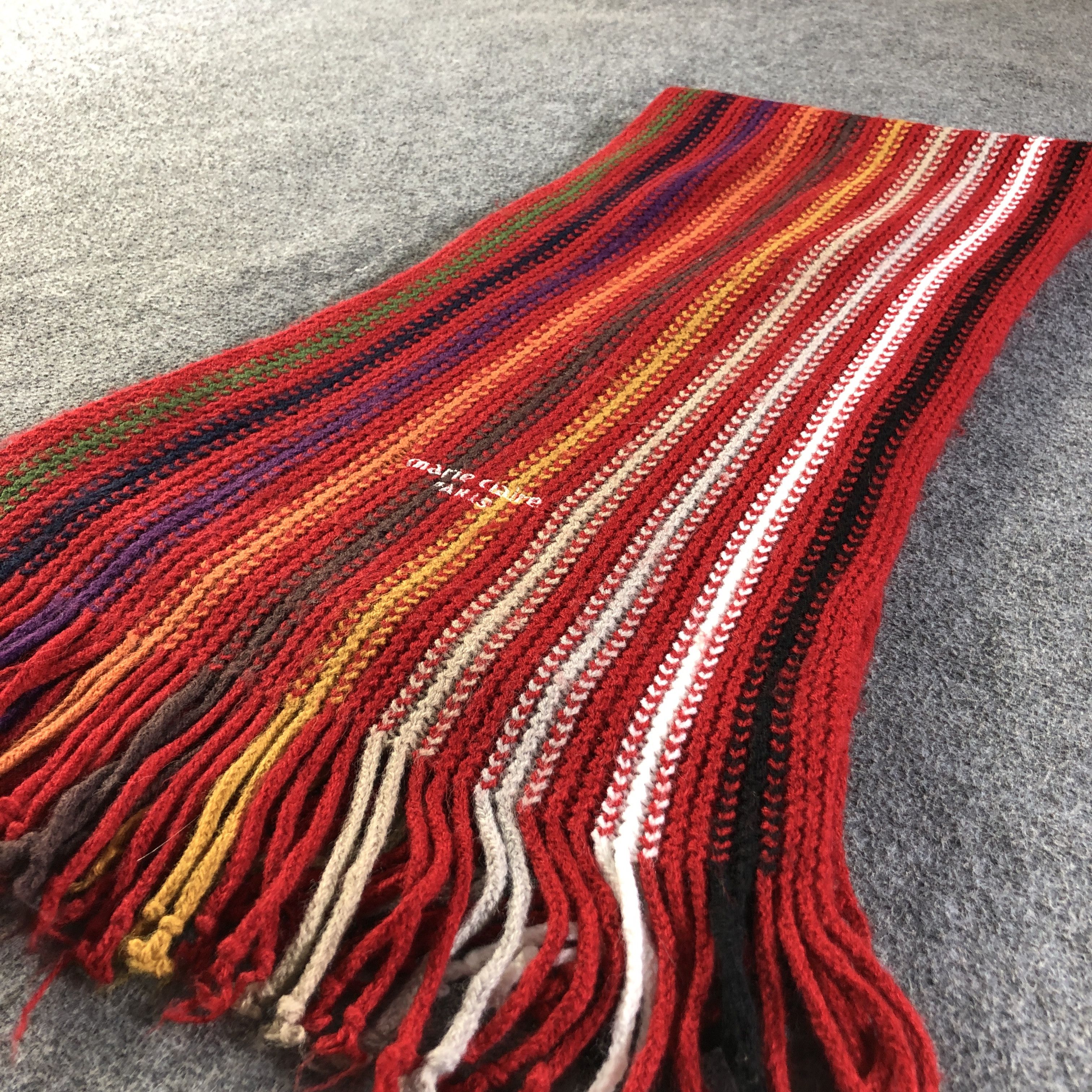 Vintage Marie Claire Knit Striped Wool Scarf Muffler Neckwear V2809 Size ONE SIZE - 3 Thumbnail