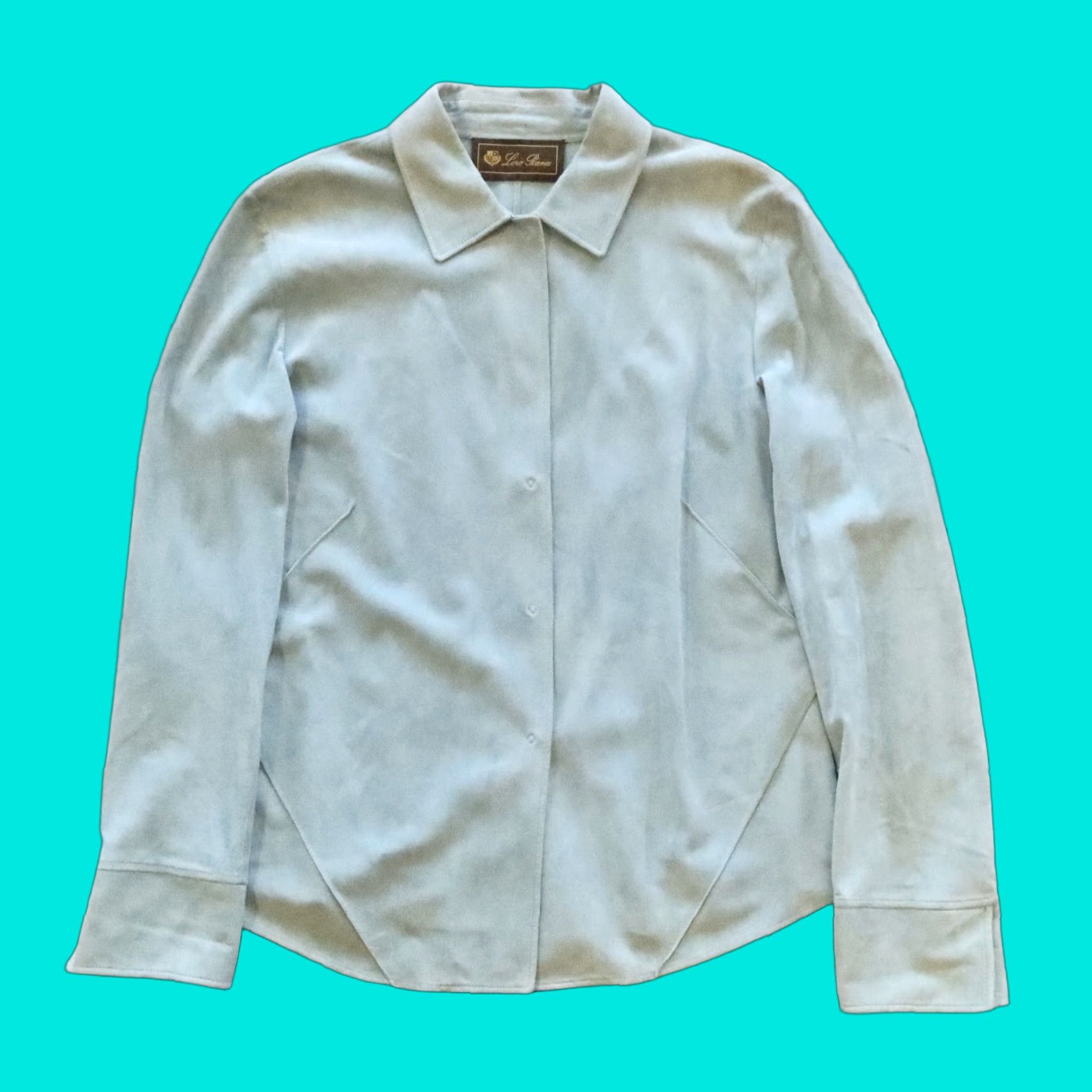 Loro Piana VTG Loro Piana Suede Leather Jacket Women - 46 Blue Overcoat Jacket Size L / US 10 / IT 46 - 1 Thumbnail
