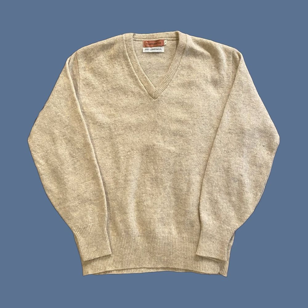 Vintage VINTAGE Stock Bridge LTD 100% Lambswool Grandpa Sweater V-Neck Men’s Size Large Pullover Beige Wool Knit Crew? Size US L / EU 52-54 / 3 - 1 Thumbnail