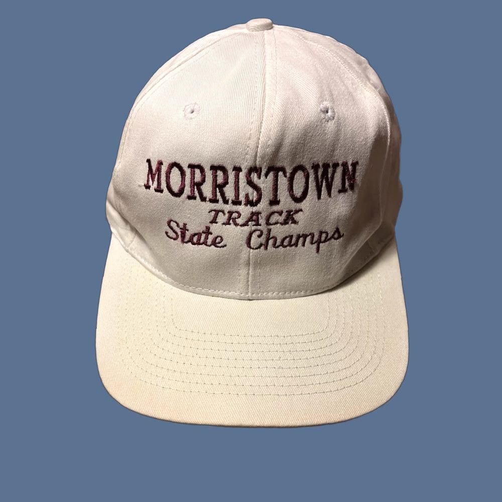 Vintage VINTAGE Morristown New Jersey Track State Champs Snapback Hat White 90s T.I. Snapback Men One Size Adjustable Caps/Hat (adjust as needed) Size US M / EU 48-50 / 2 - 1 Thumbnail
