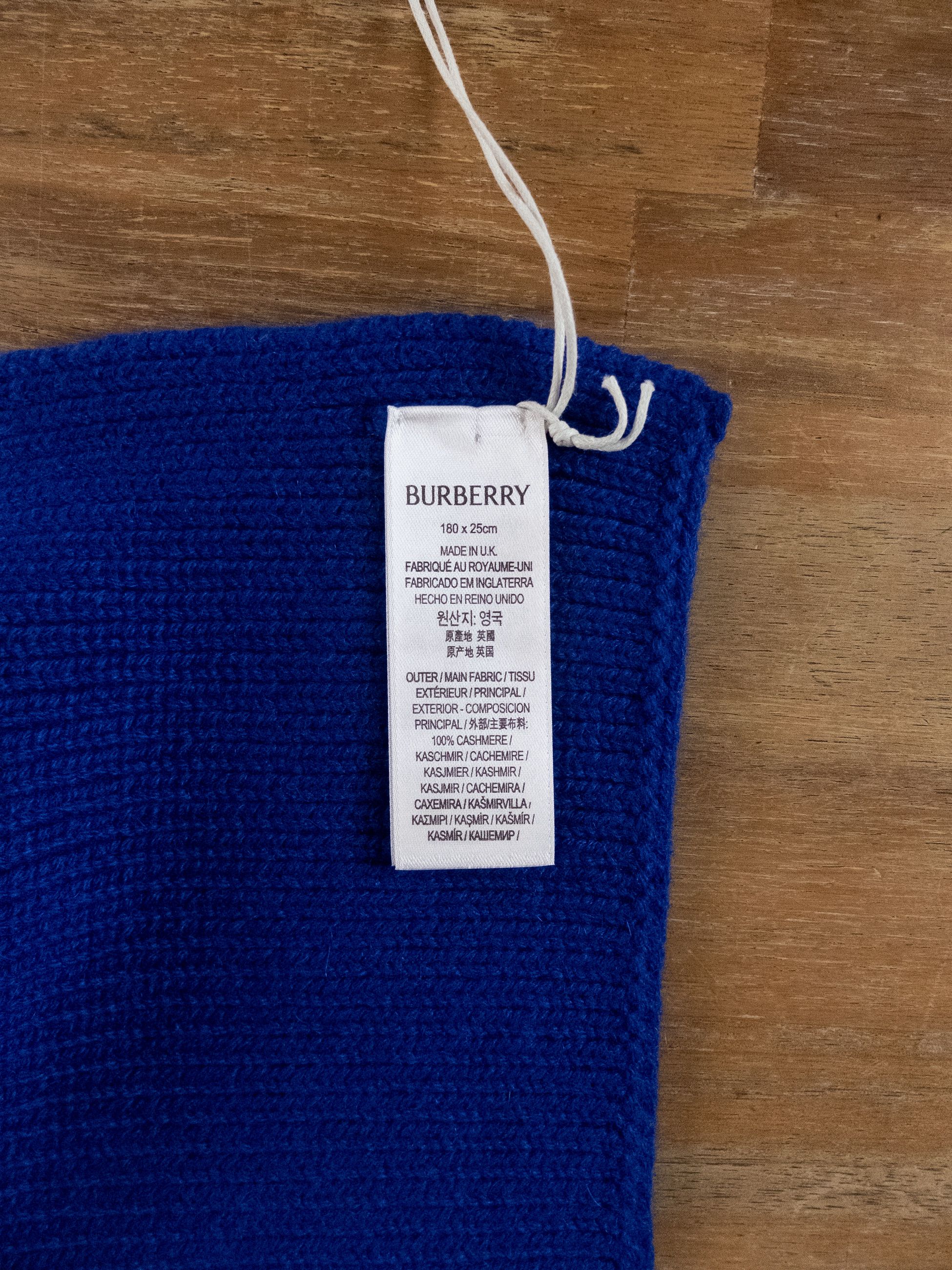 Burberry BURBERRY blue EKD logo embroidered cashmere scarf Size ONE SIZE - 7 Thumbnail