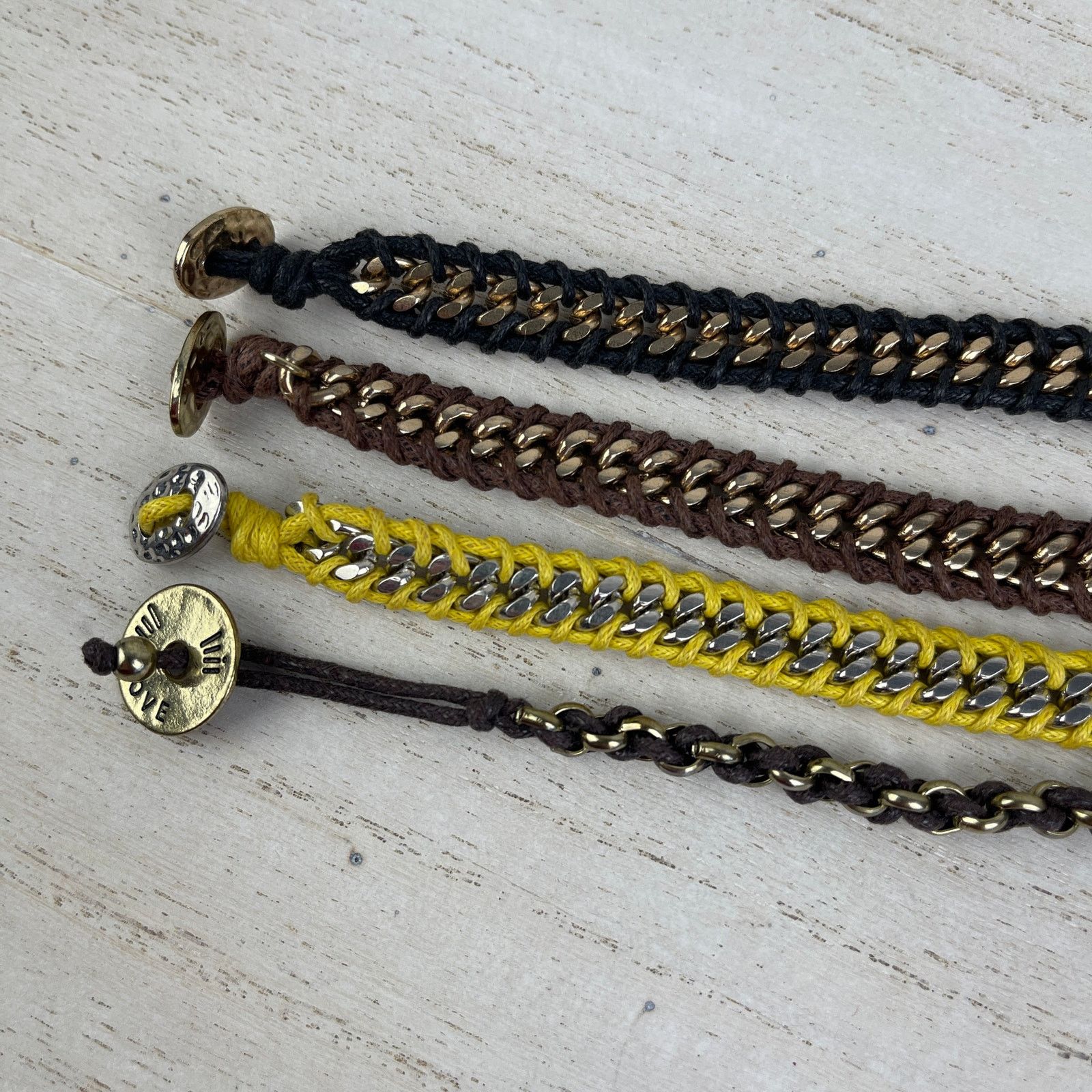 Other Chain Link Braided Bracelets Gold Silver Black Brown Yellow Size ONE SIZE - 4 Thumbnail