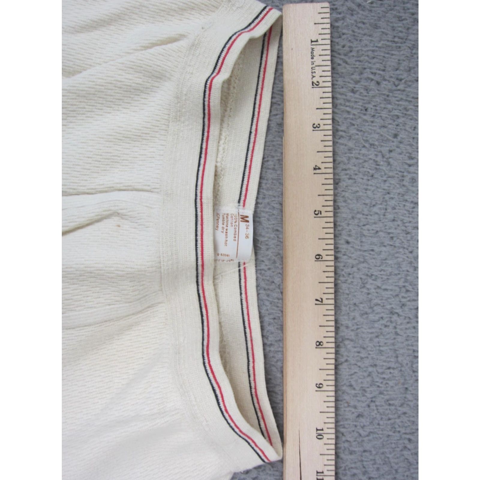 JCPenney VINTAGE JCPenney Thermal Pants Mens M Beige Knit 90s 70s Y2K Long Johns Pull On Compression Size US 31 - 5 Thumbnail