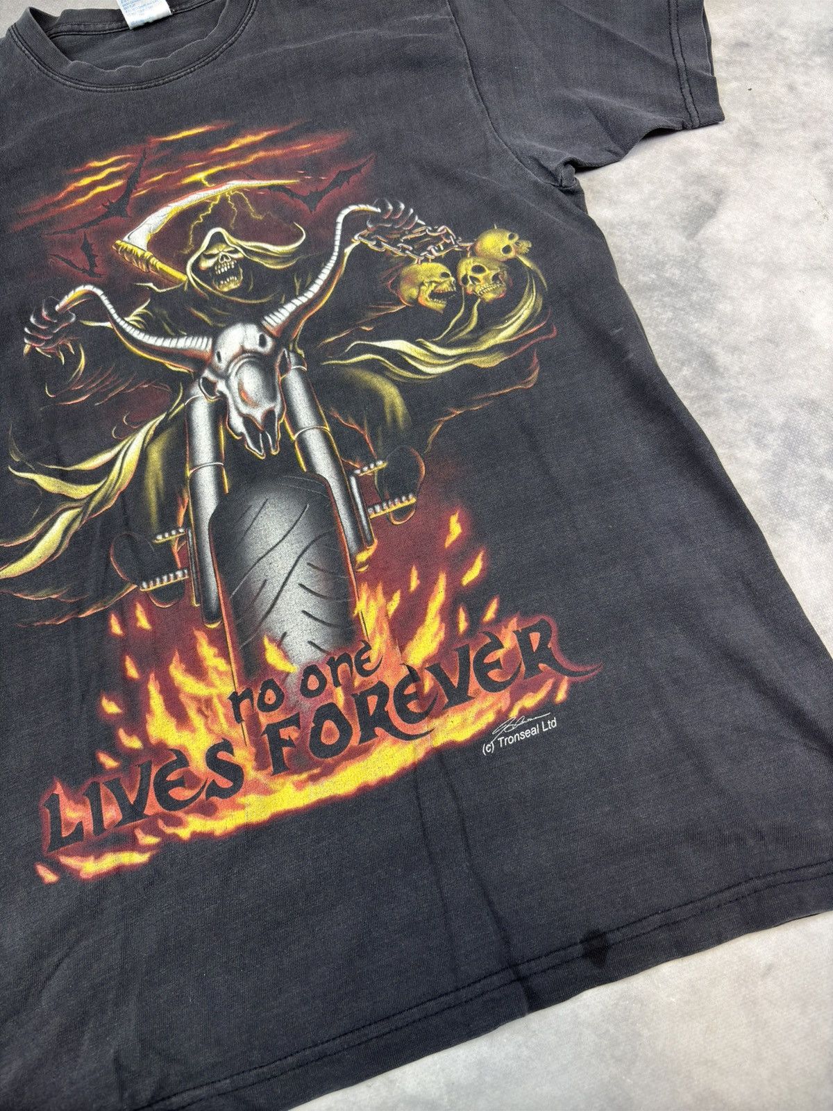 Japanese Brand × Vintage Vintage Y2K Wild Bikers Hell Time Ghost Rider Rock T shirt Size US M / EU 48-50 / 2 - 2 Thumbnail