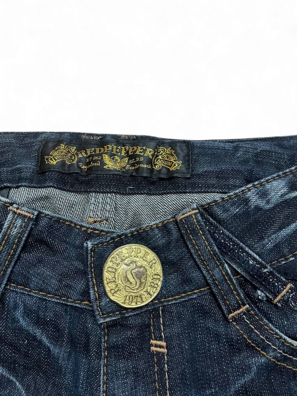 Tornado Mart Flare Jeans redpepper stud distressed low rise buckleback Size US 28 / EU 44 - 13 Thumbnail