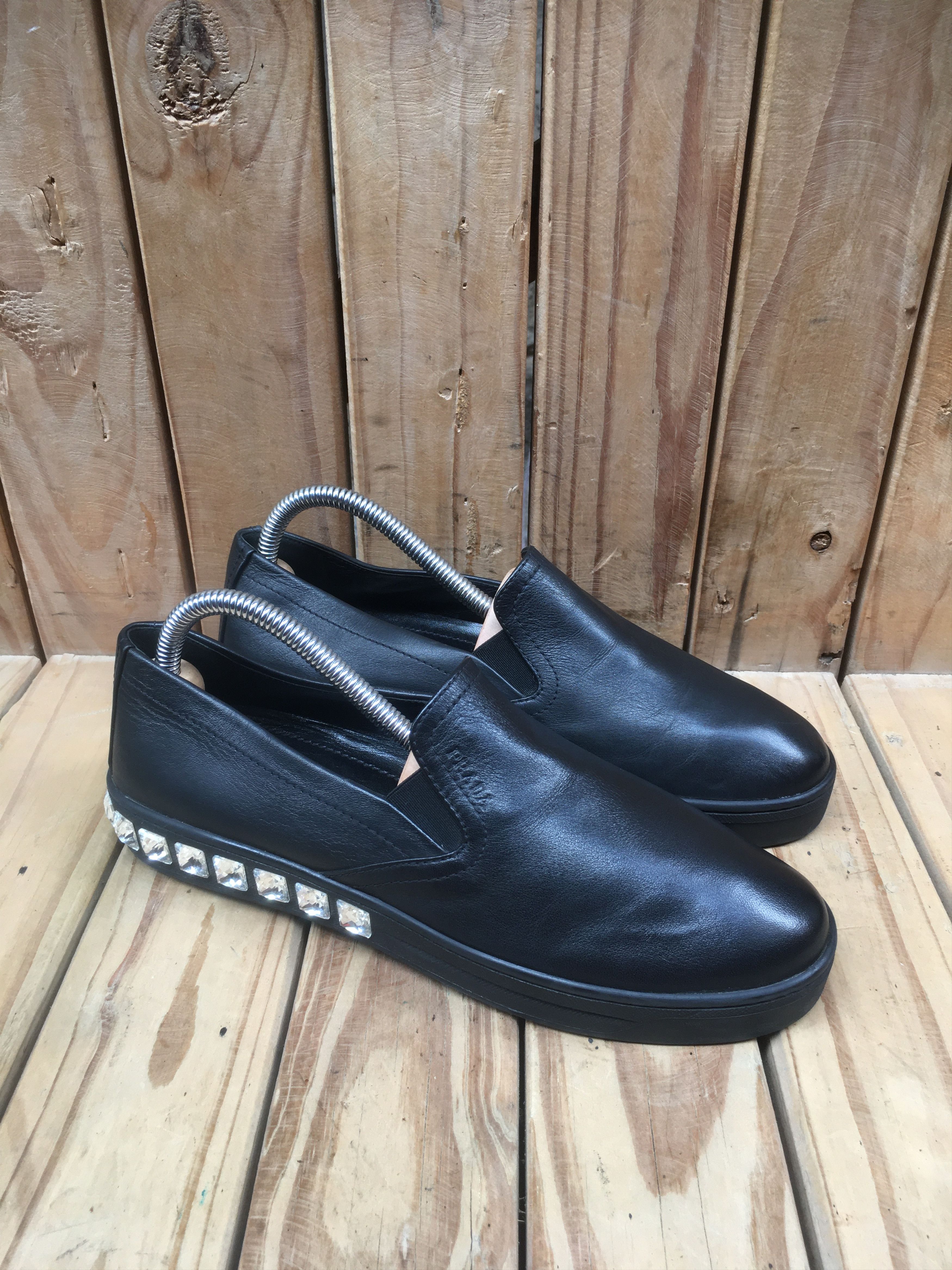 Prada PRADA Black women's Leather Casual Sneakers Uk 4 EUR 37 US 7 Size US 7 / IT 37 - 9 Thumbnail