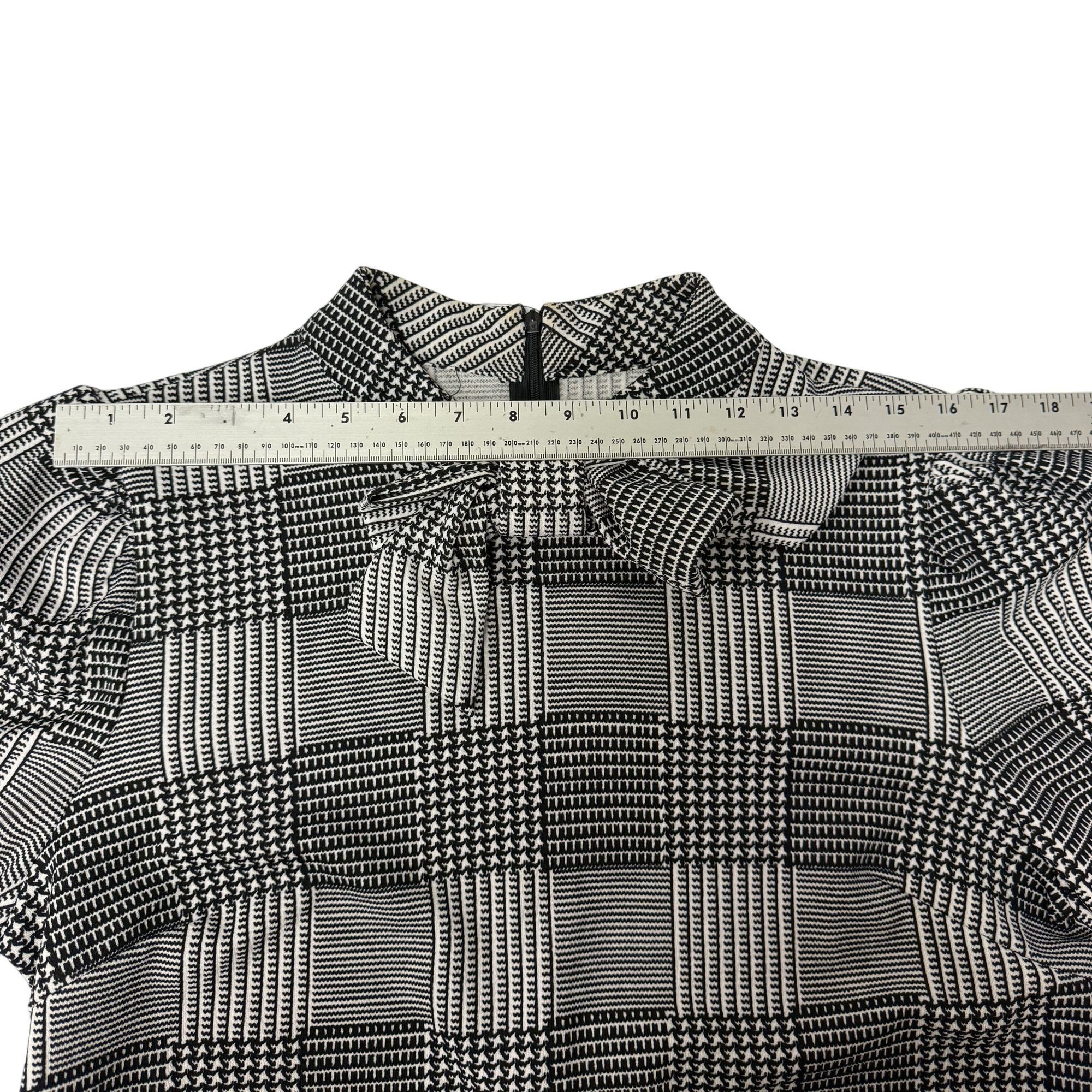 Other Vtg MOD Black White HOUNDSTOOTH Blouse BOW TIE Shirt Size XL / US 12-14 / IT 48-50 - 8 Thumbnail
