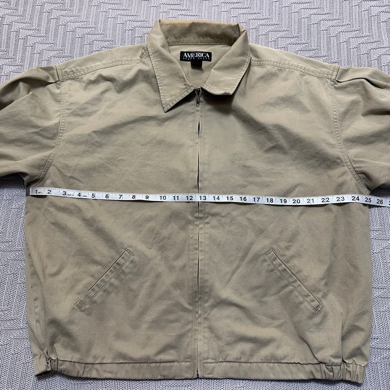 Perry Ellis Vintage 90s Perry Ellis tan windbreaker jacket size L Size US L / EU 52-54 / 3 - 6 Thumbnail
