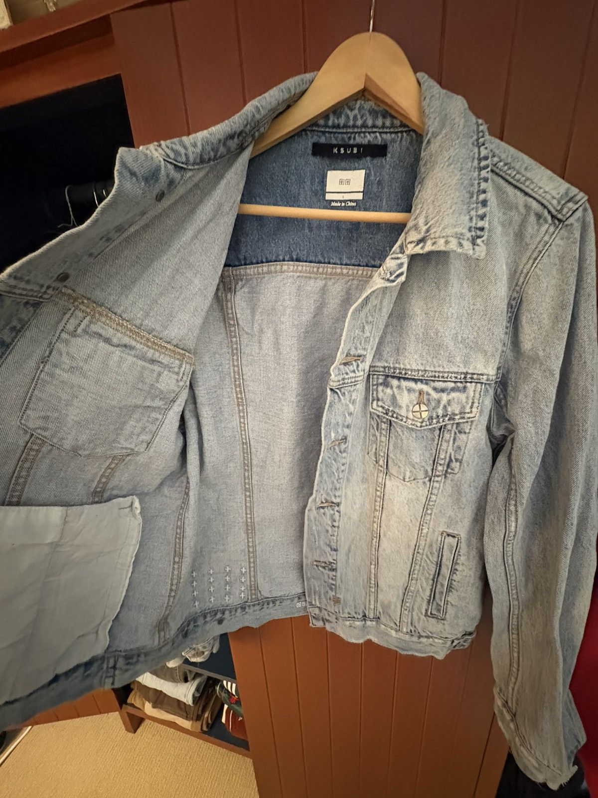 Ksubi Ksubi Distressed Denim Jacket Blue Large – Jean Trucker Fit Size US L / EU 52-54 / 3 - 5 Thumbnail