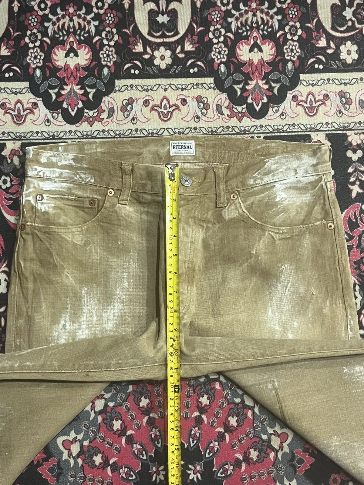 Kapital Eternal Bitchu Kurasaki Brown Paint Splattered Patches Jeans Size US 32 / EU 48 - 14 Thumbnail