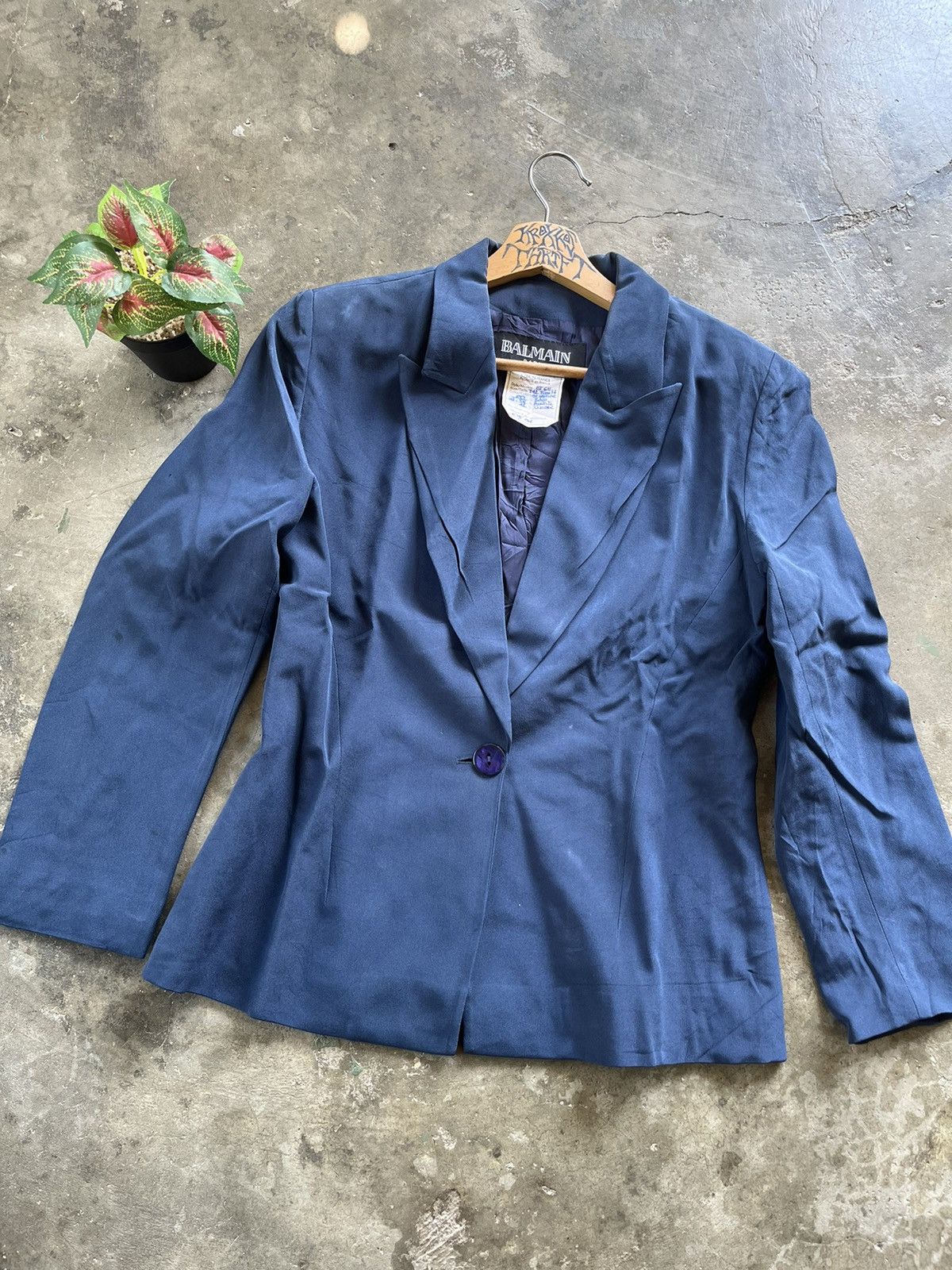 Balmain × Designer × Vintage ⚡️Vintage Balmain Single Button Blazer Jacket 90s Size M / US 6-8 / IT 42-44 - 1 Thumbnail